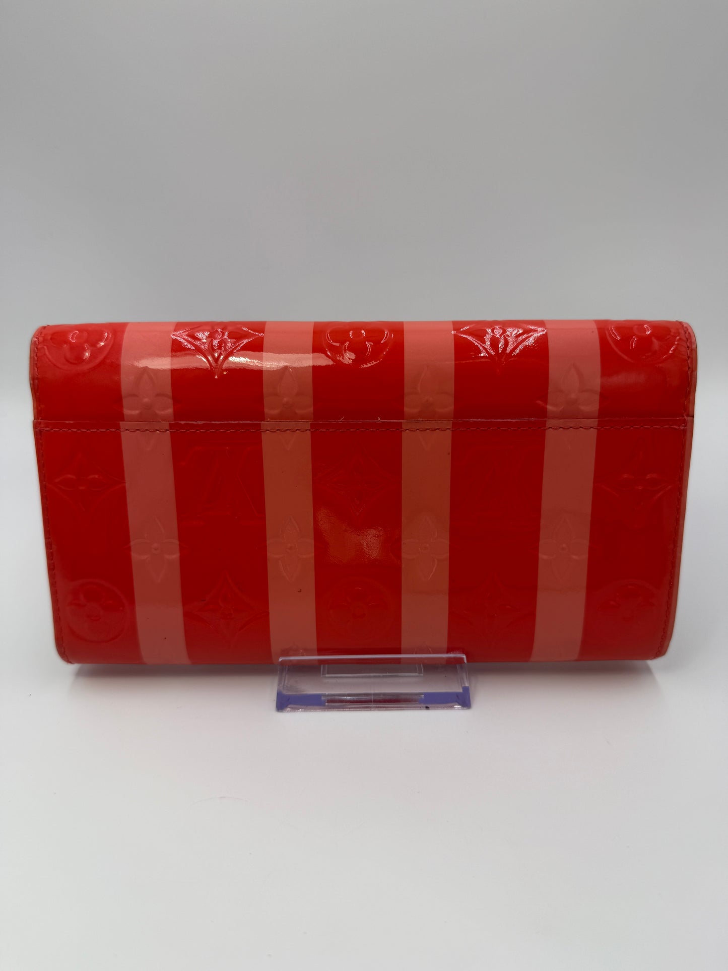 Louis Vuitton Monogram Vernis Pink Rayures Sarah Wallet Full Set