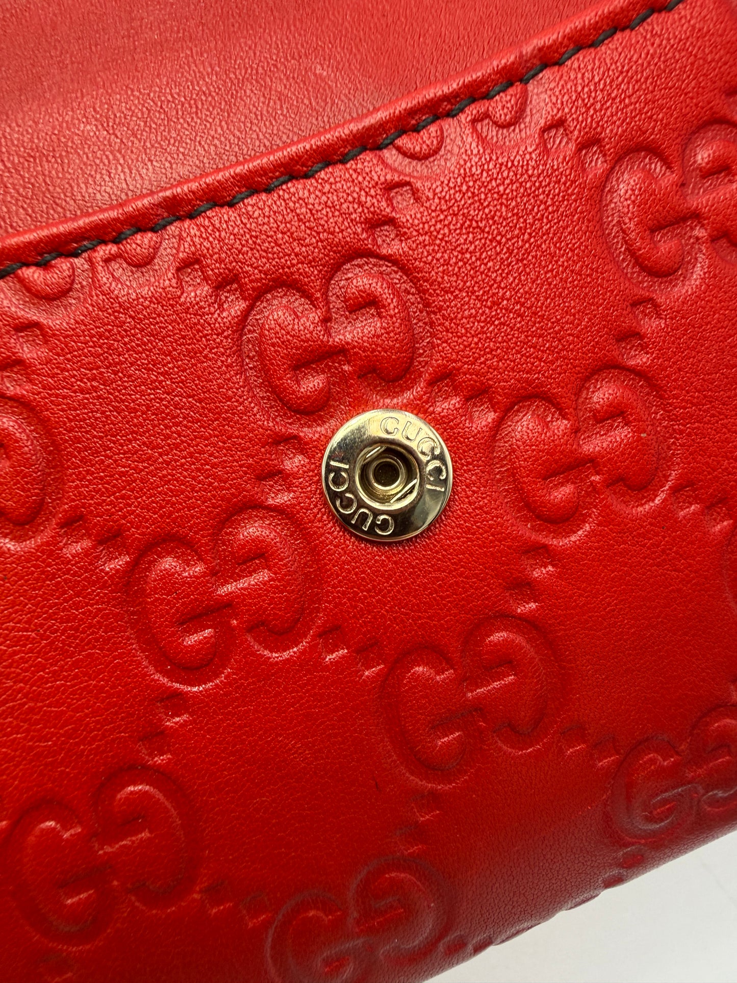 Gucci Red Leather Guccissima Long Wallet with Dust Bag