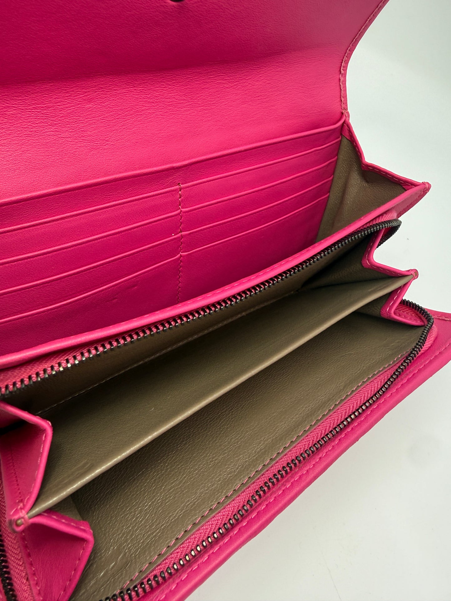Bottega Veneta Pink Intrecciato Leather Continental Wallet Embossed Snake Skin