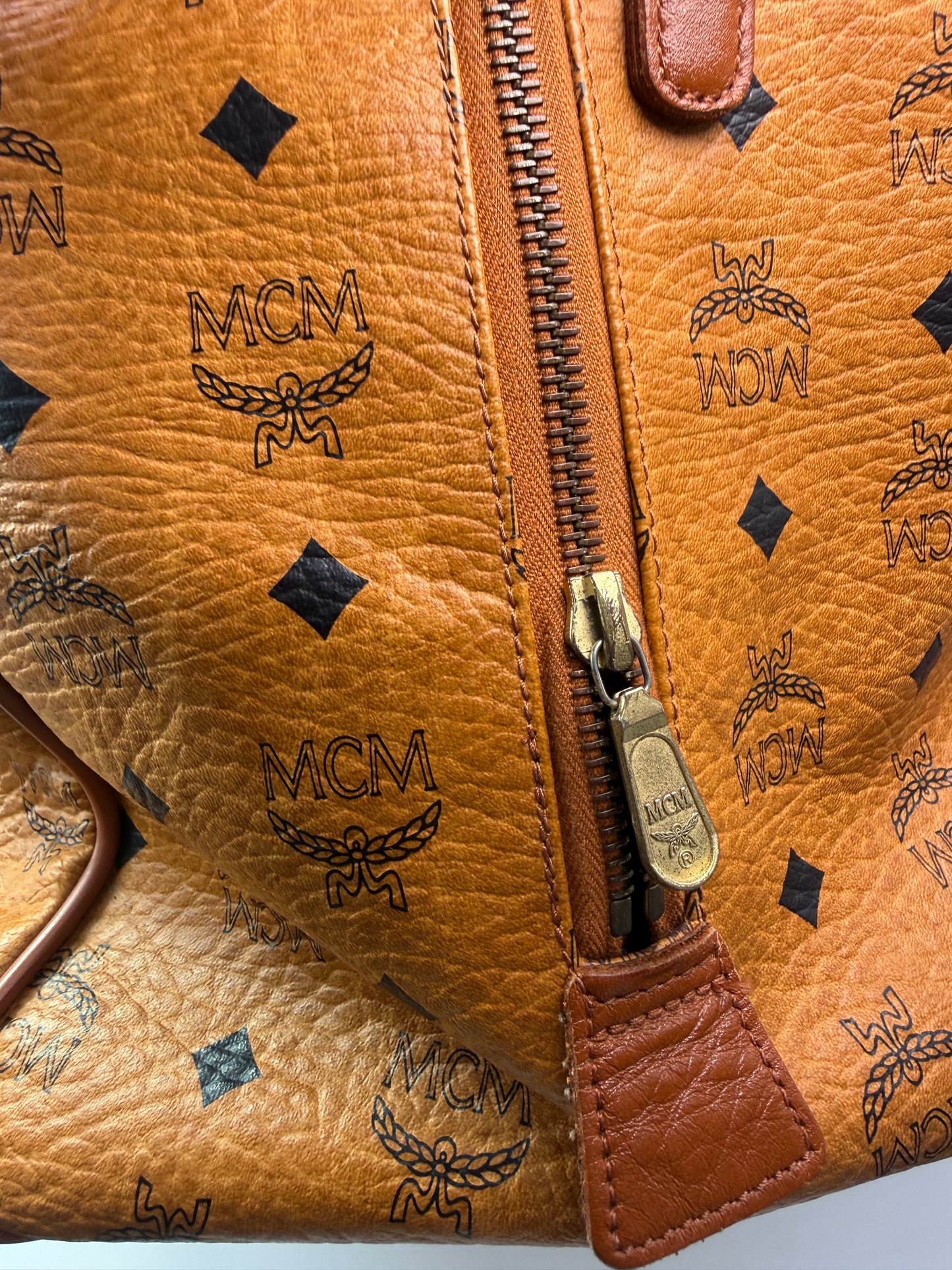 MCM Cognac Visetos Duffle Travel Bag 41 cm