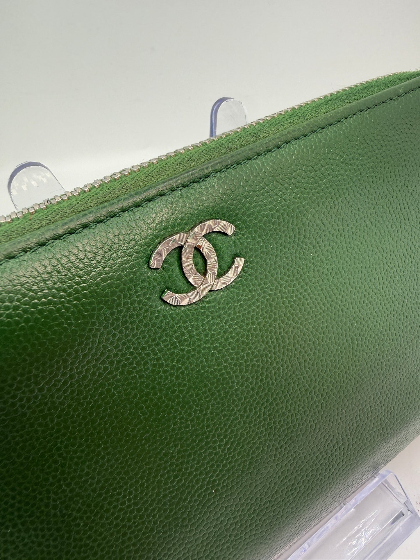 Chanel Green Caviar Leather Zip-Around Long Wallet