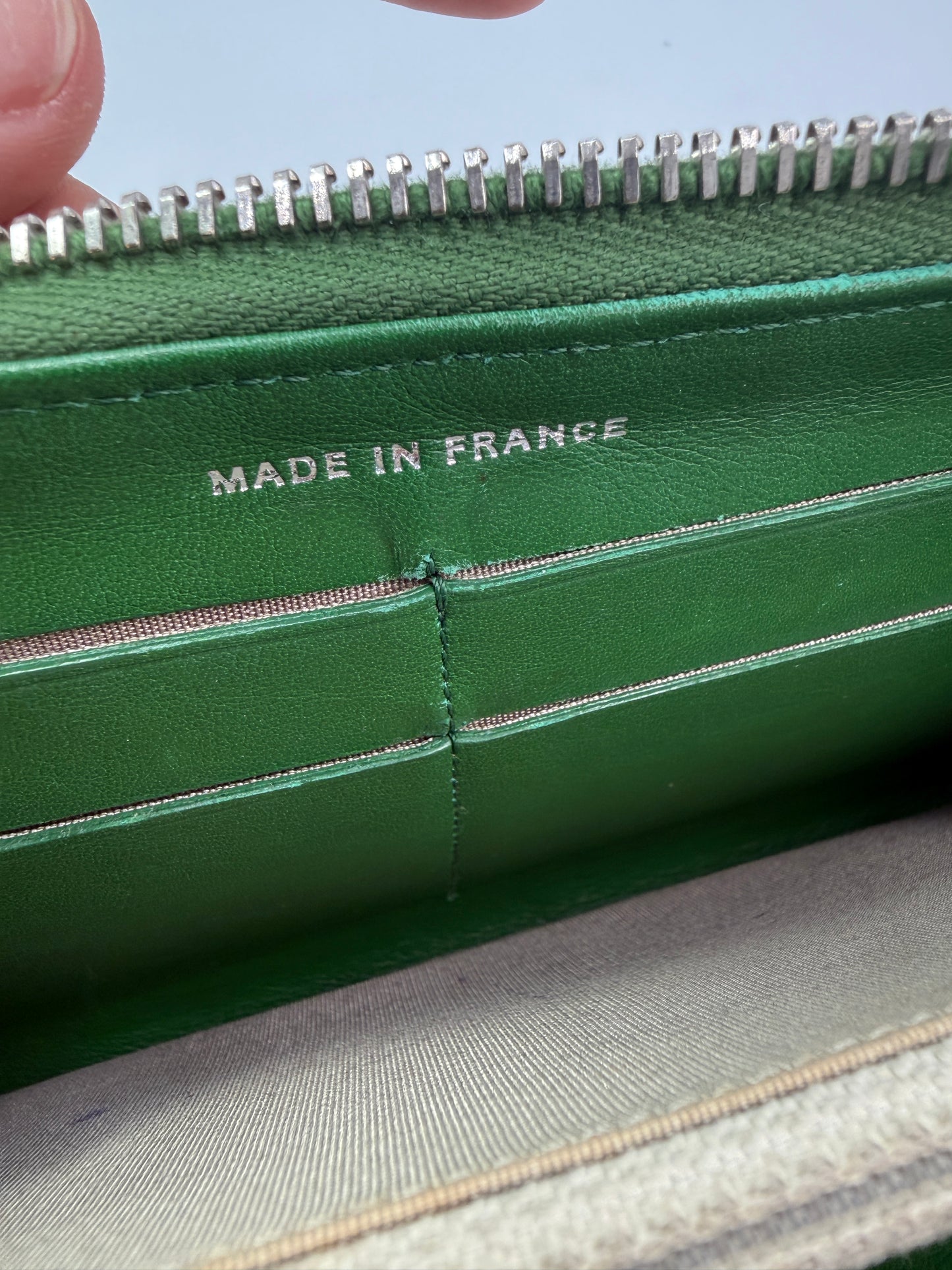 Chanel Green Caviar Leather Zip-Around Long Wallet