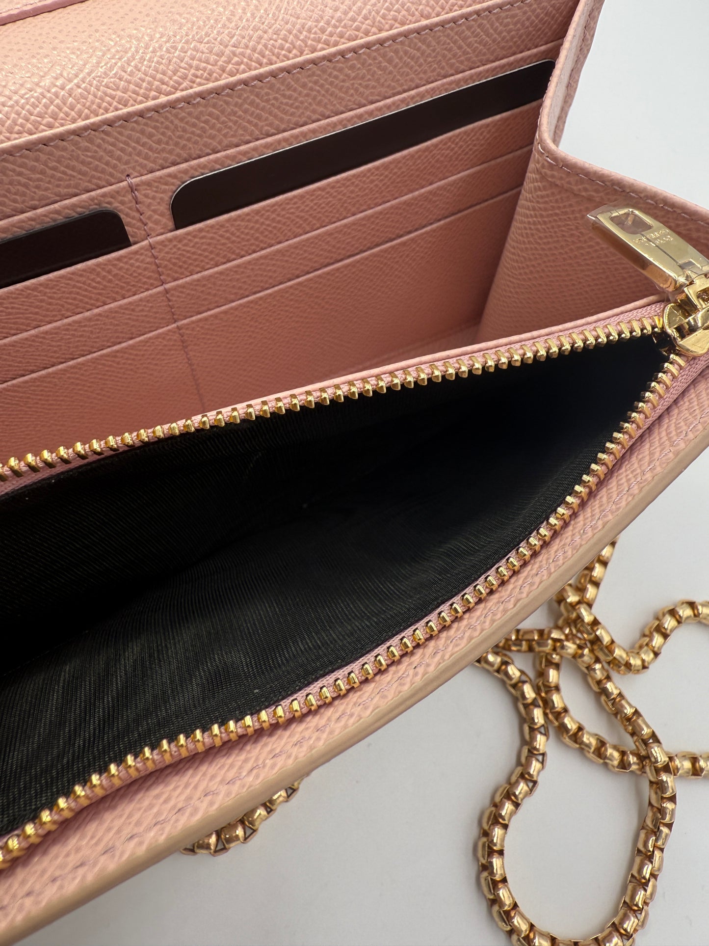 Dolce and Gabbana Dauphine Rose Print Wallet on Chain