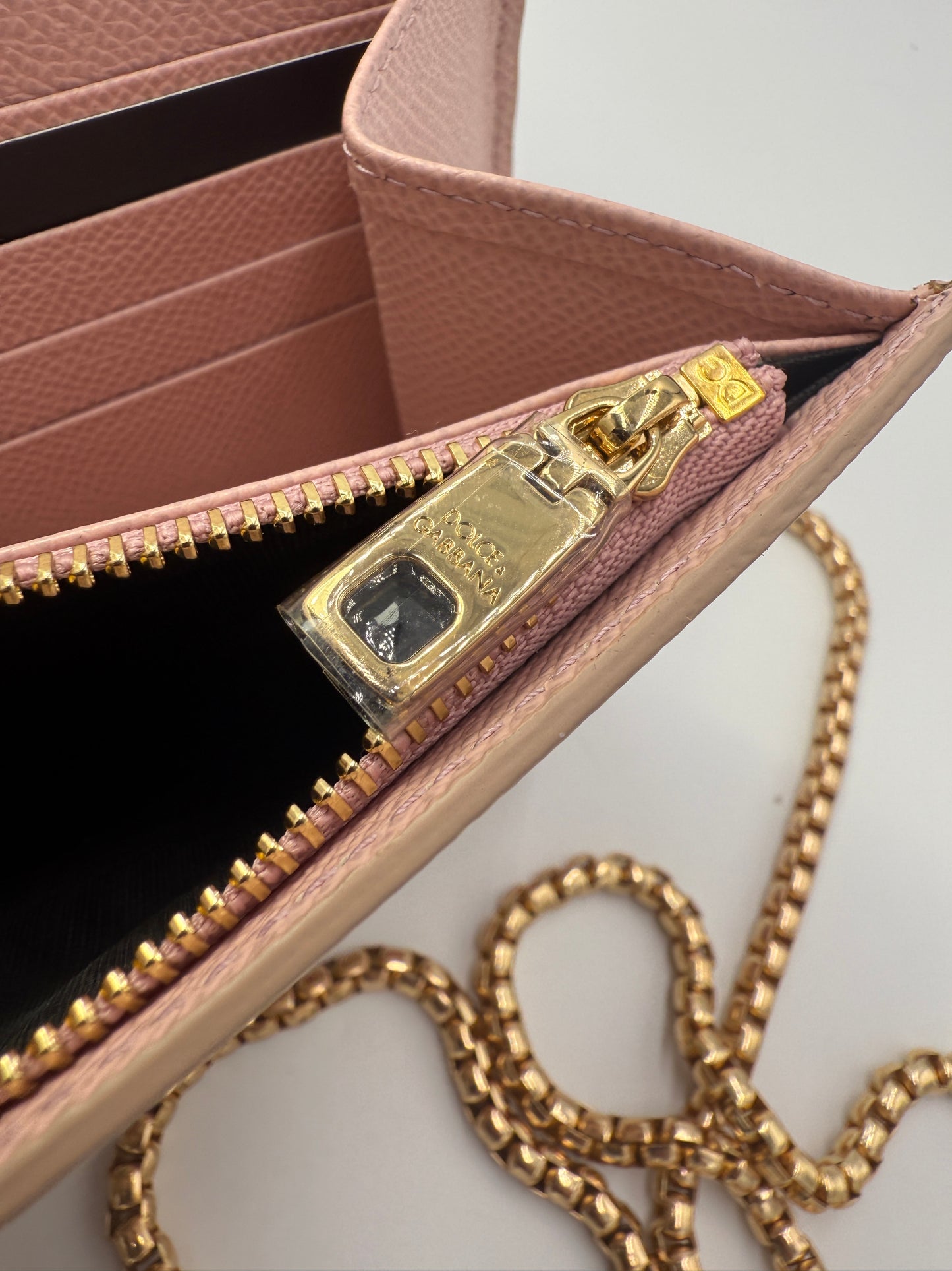 Dolce and Gabbana Dauphine Rose Print Wallet on Chain
