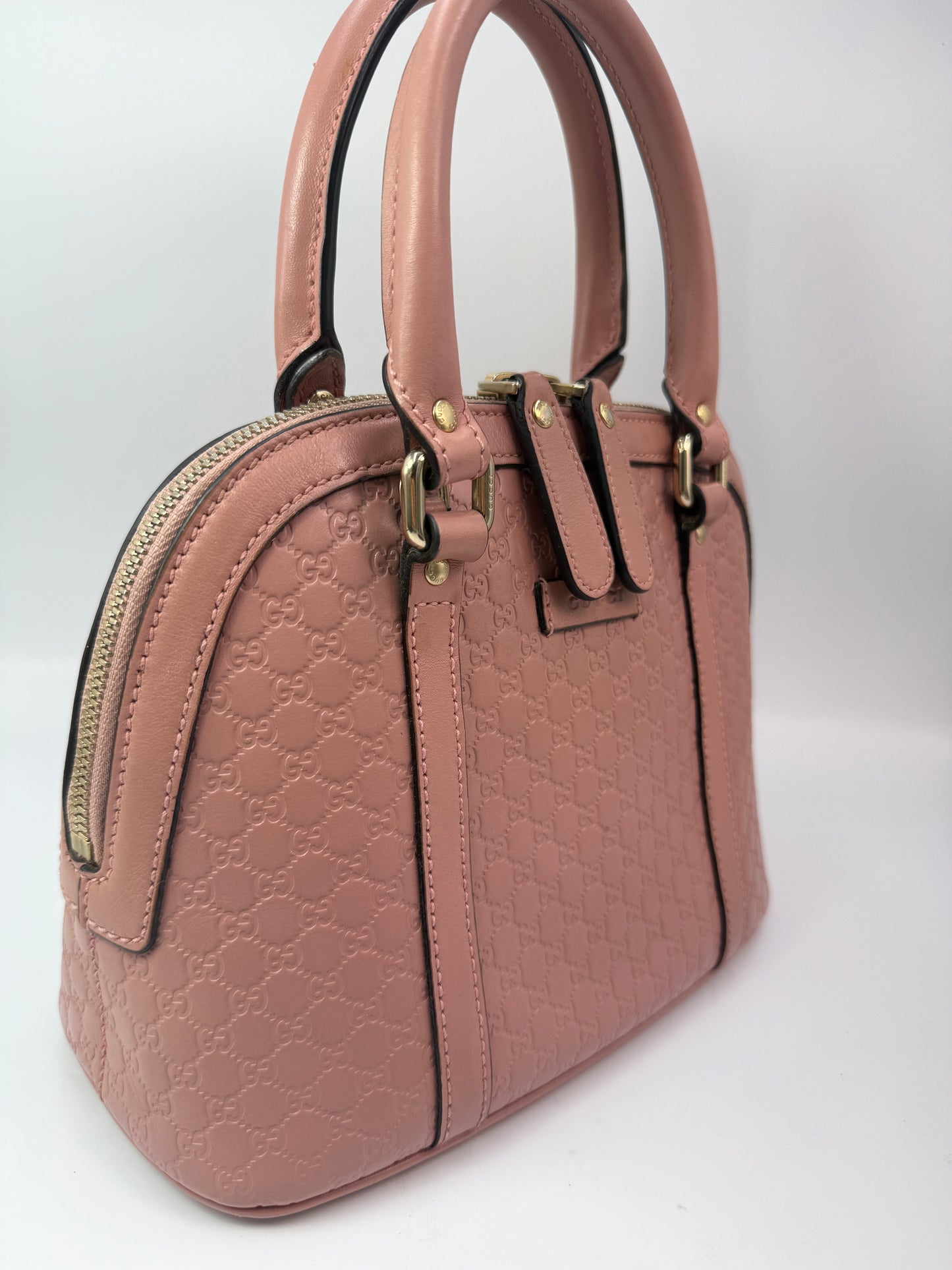 Gucci Pink Microguccissima Dome Satchel with Dust Bag and Strap