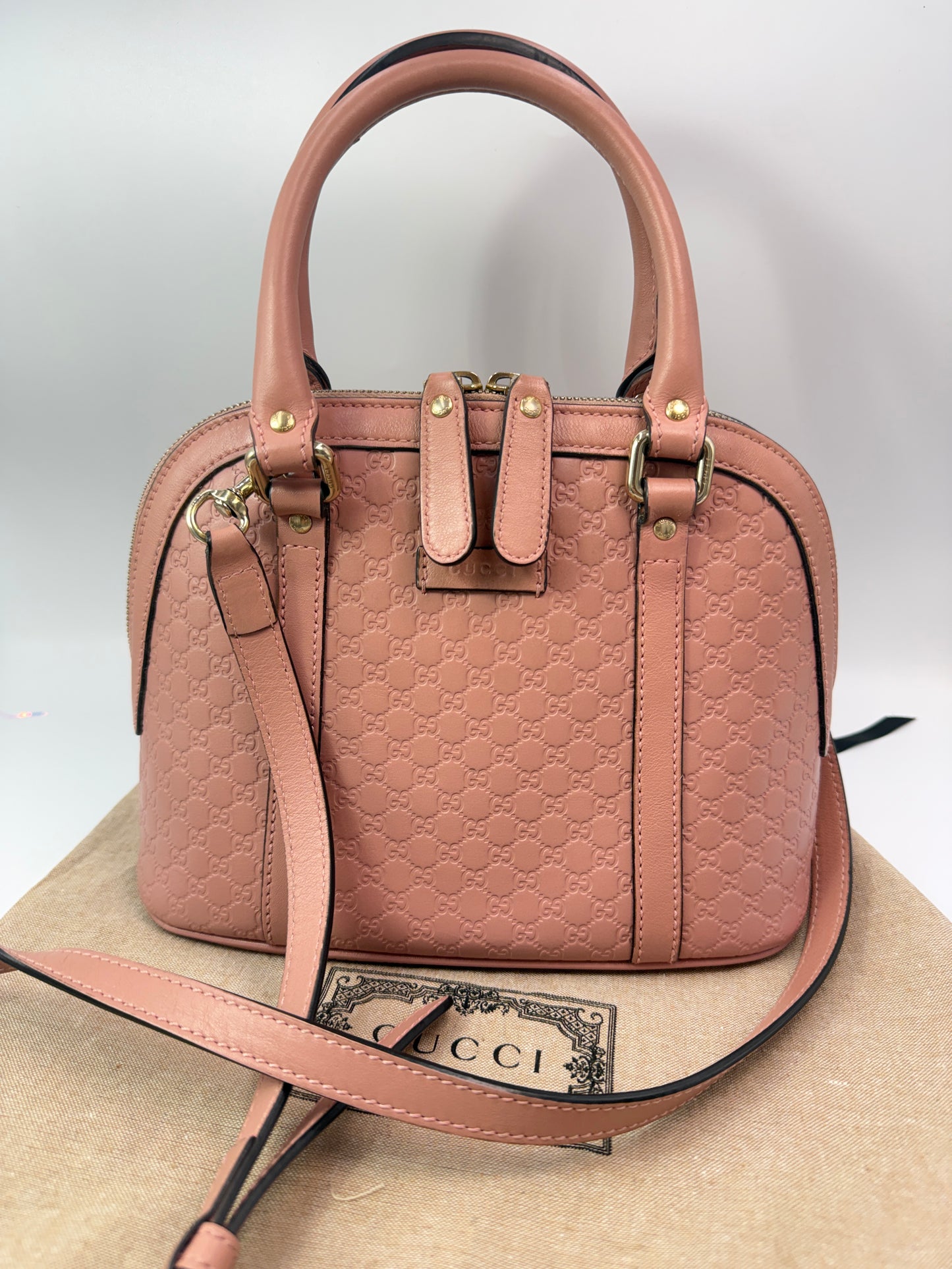Gucci Pink Microguccissima Dome Satchel with Dust Bag and Strap