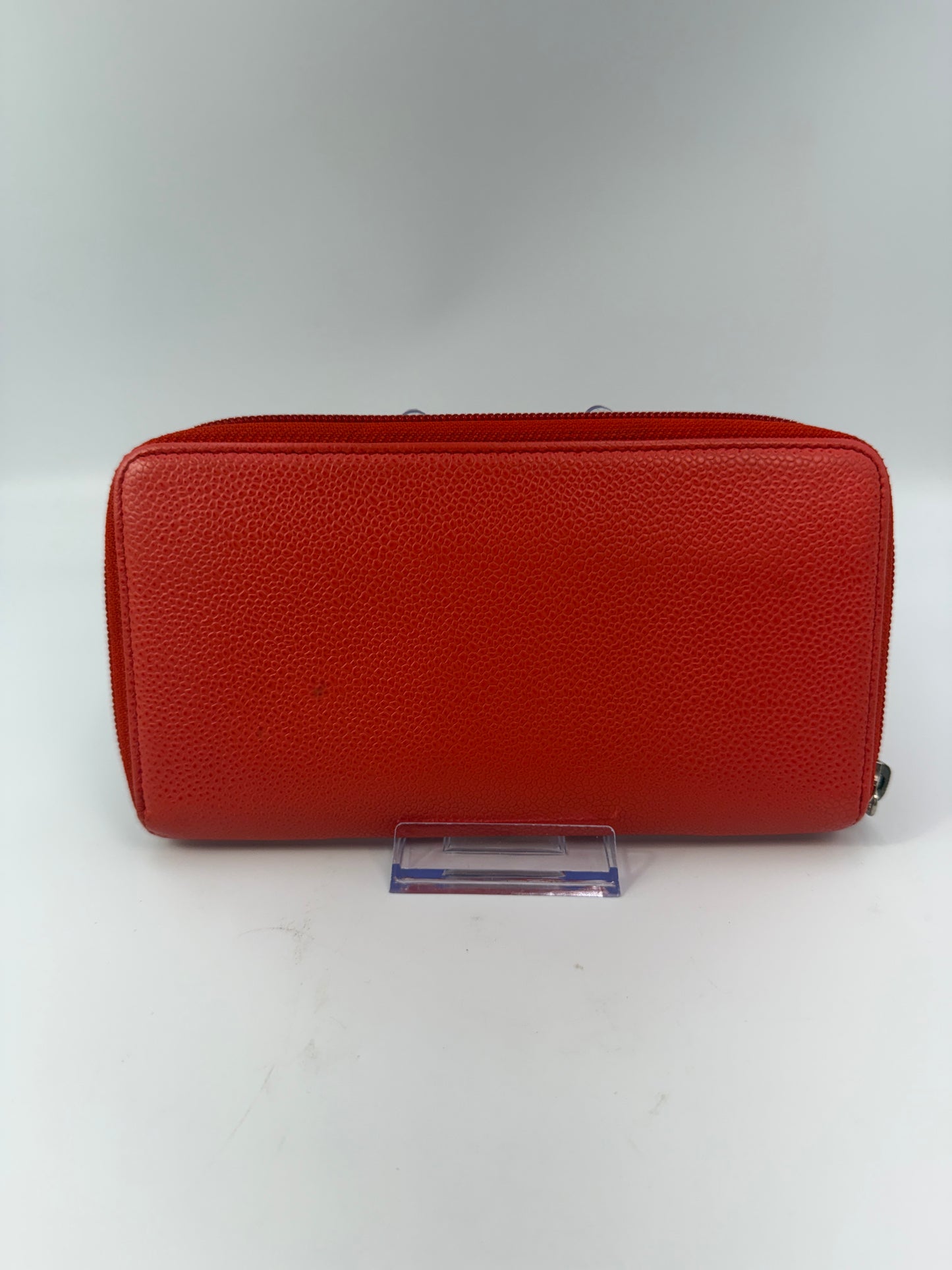 Chanel Red Caviar Leather Long Zippy Wallet