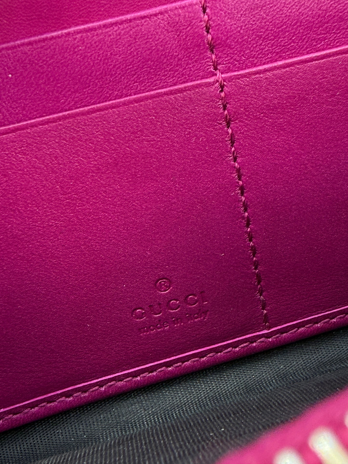 Gucci Pink Leather Guccissima Long Zippy Wallet