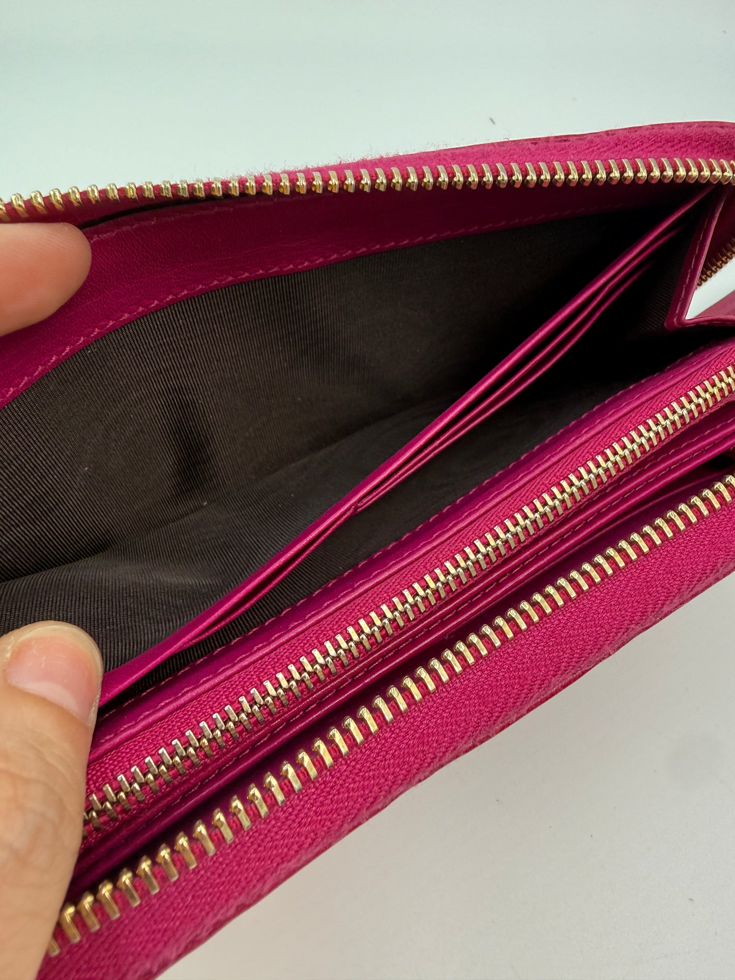 Gucci Pink Leather Guccissima Long Zippy Wallet