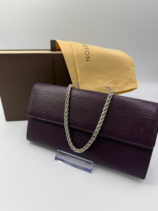 Louis Vuitton Purple Epi Leather Sarah Wallet Full Set CA1120