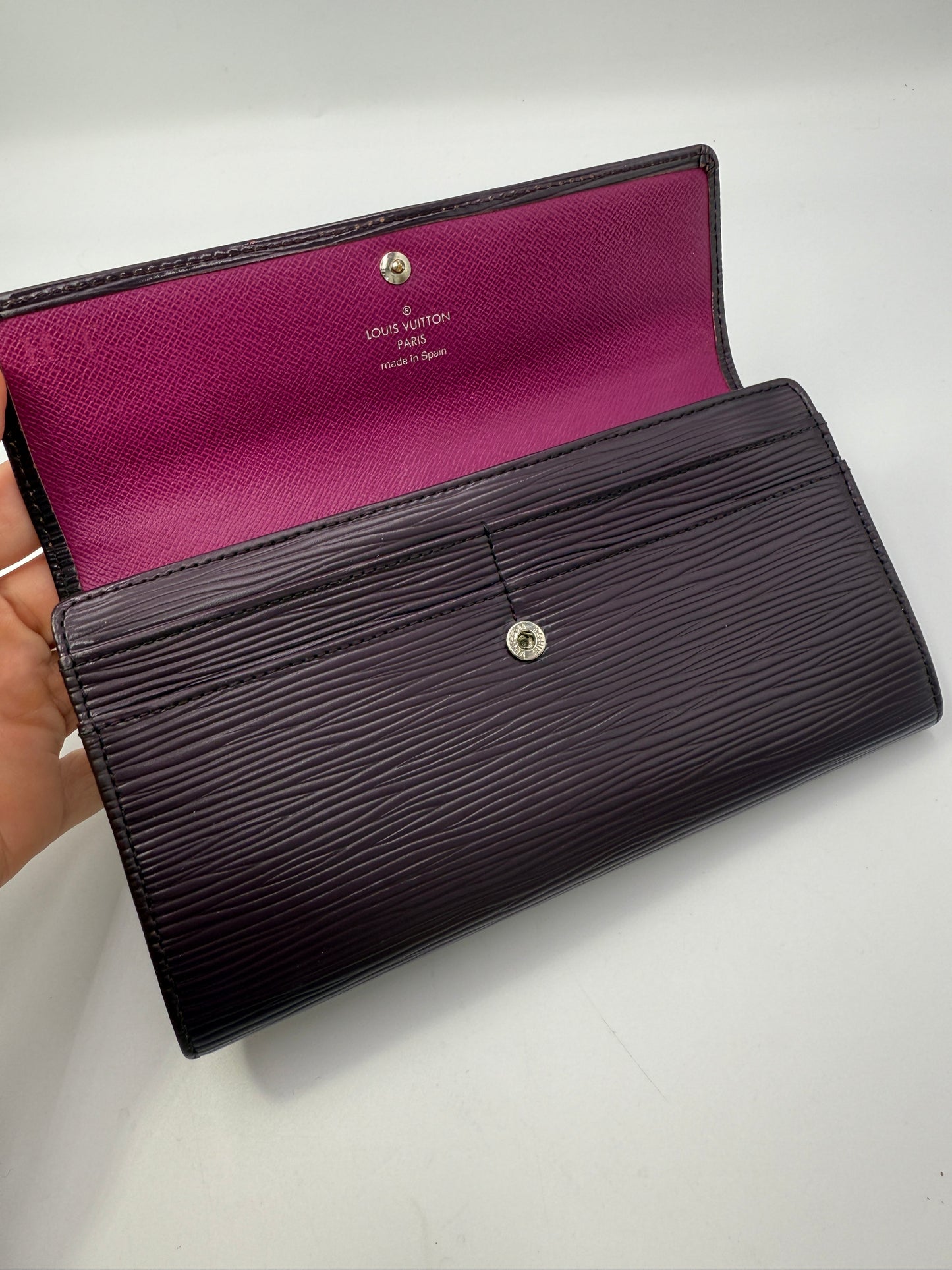 Louis Vuitton Purple Epi Leather Sarah Wallet Full Set CA1120