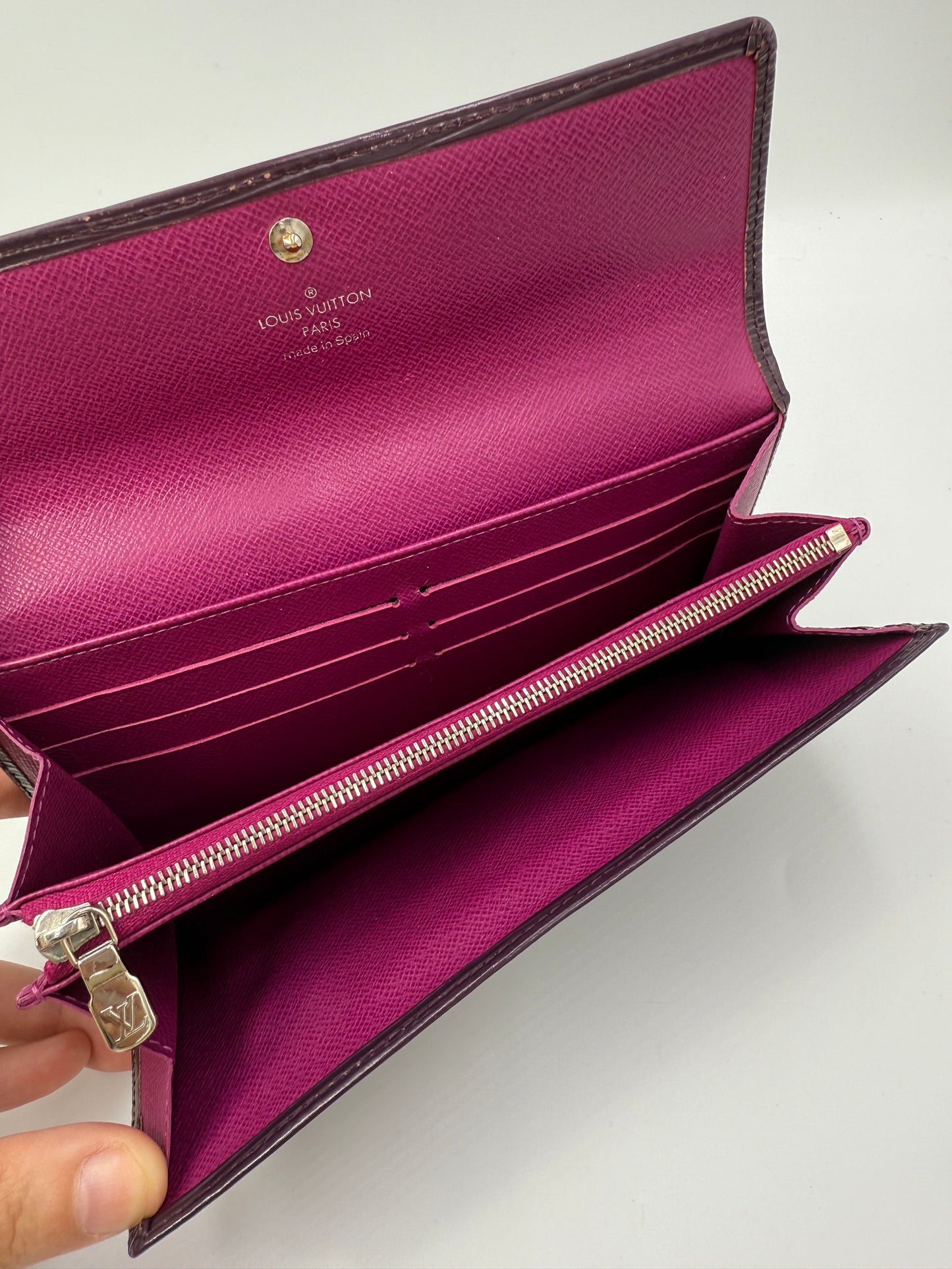 Louis Vuitton Purple Epi Leather Sarah Wallet Full Set CA1120