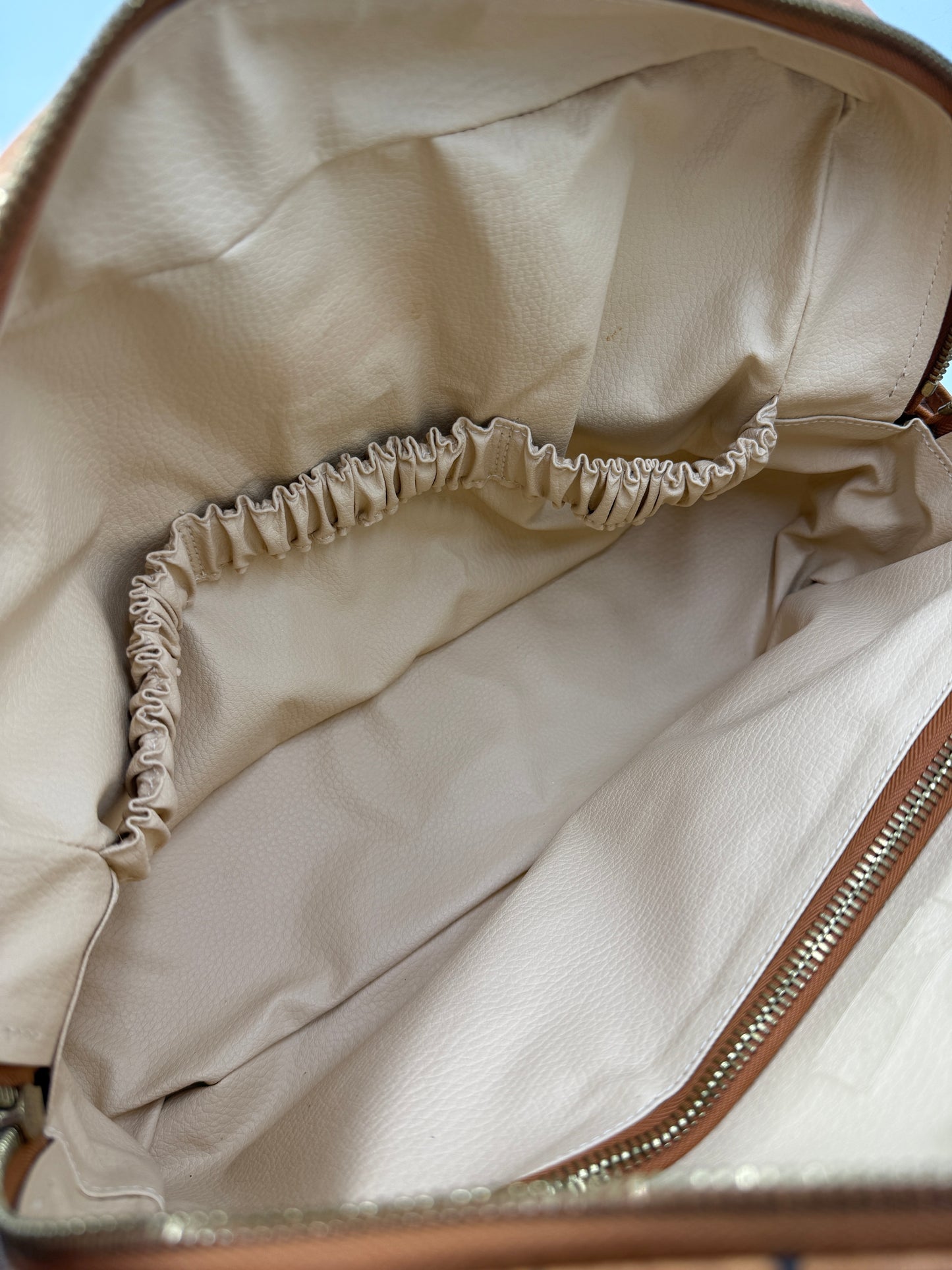 MCM Cognac Visetos Coated Canvas Toiletry Bag 30 cm