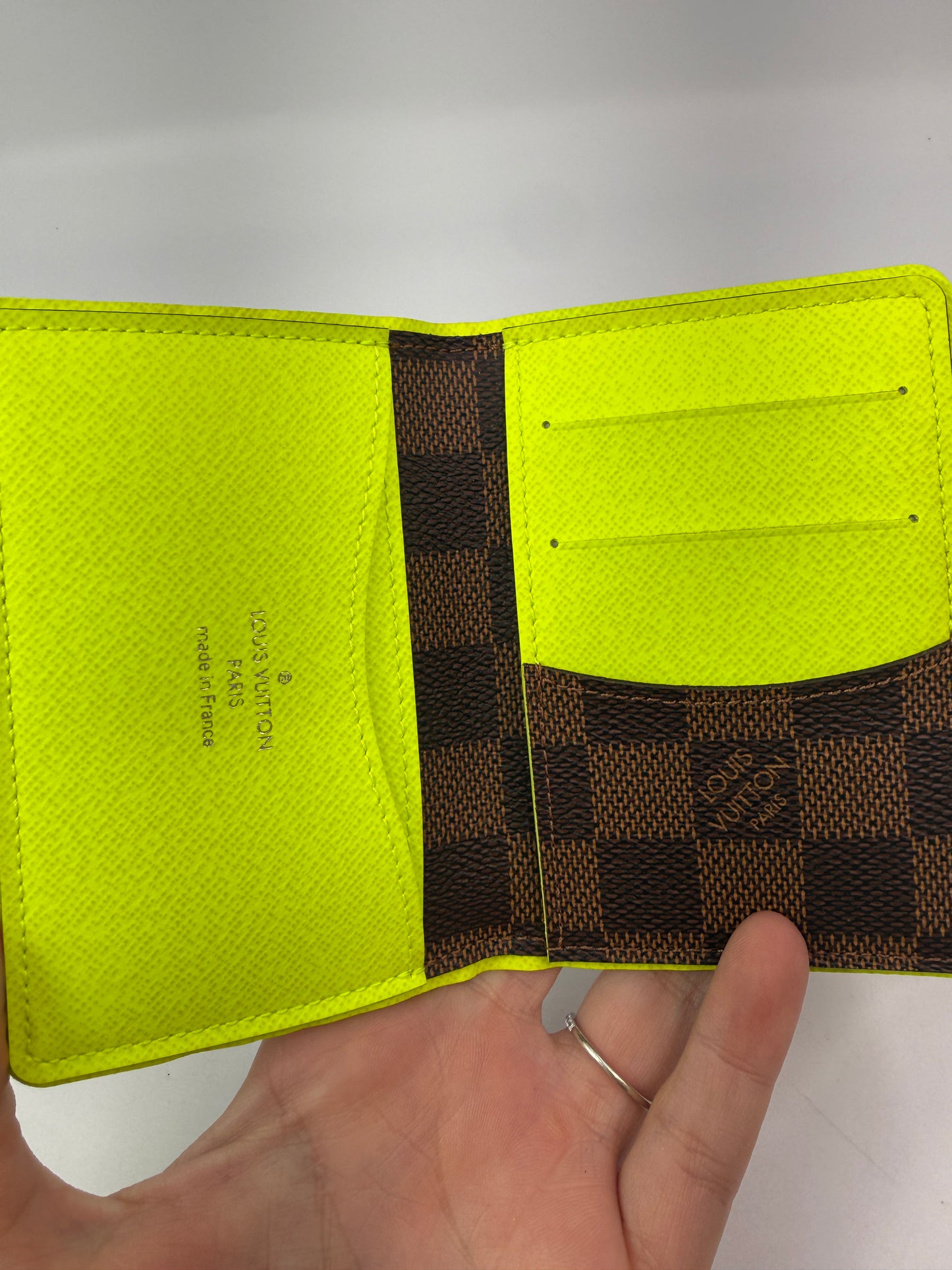 Louis Vuitton Damier Ebene Neon Green Pocket Organizer Full Set