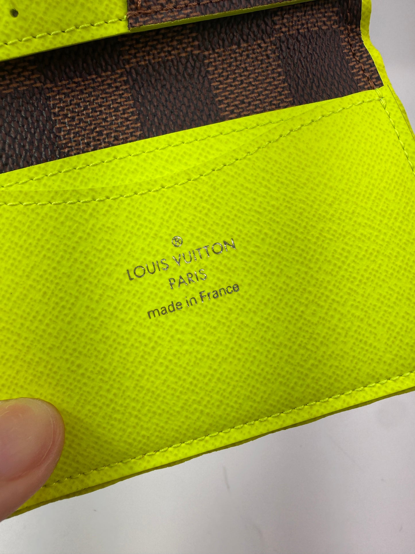 Louis Vuitton Damier Ebene Neon Green Pocket Organizer Full Set