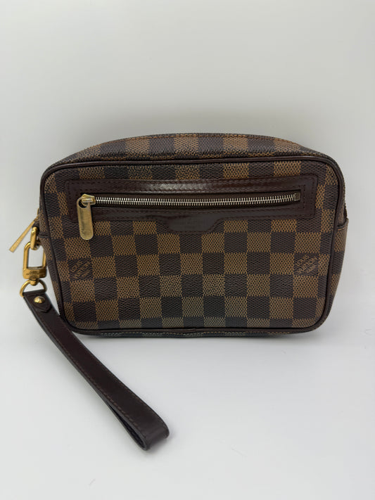 Louis Vuitton Damier Ebene Coated Canvas Pochette Wristlet TH1020