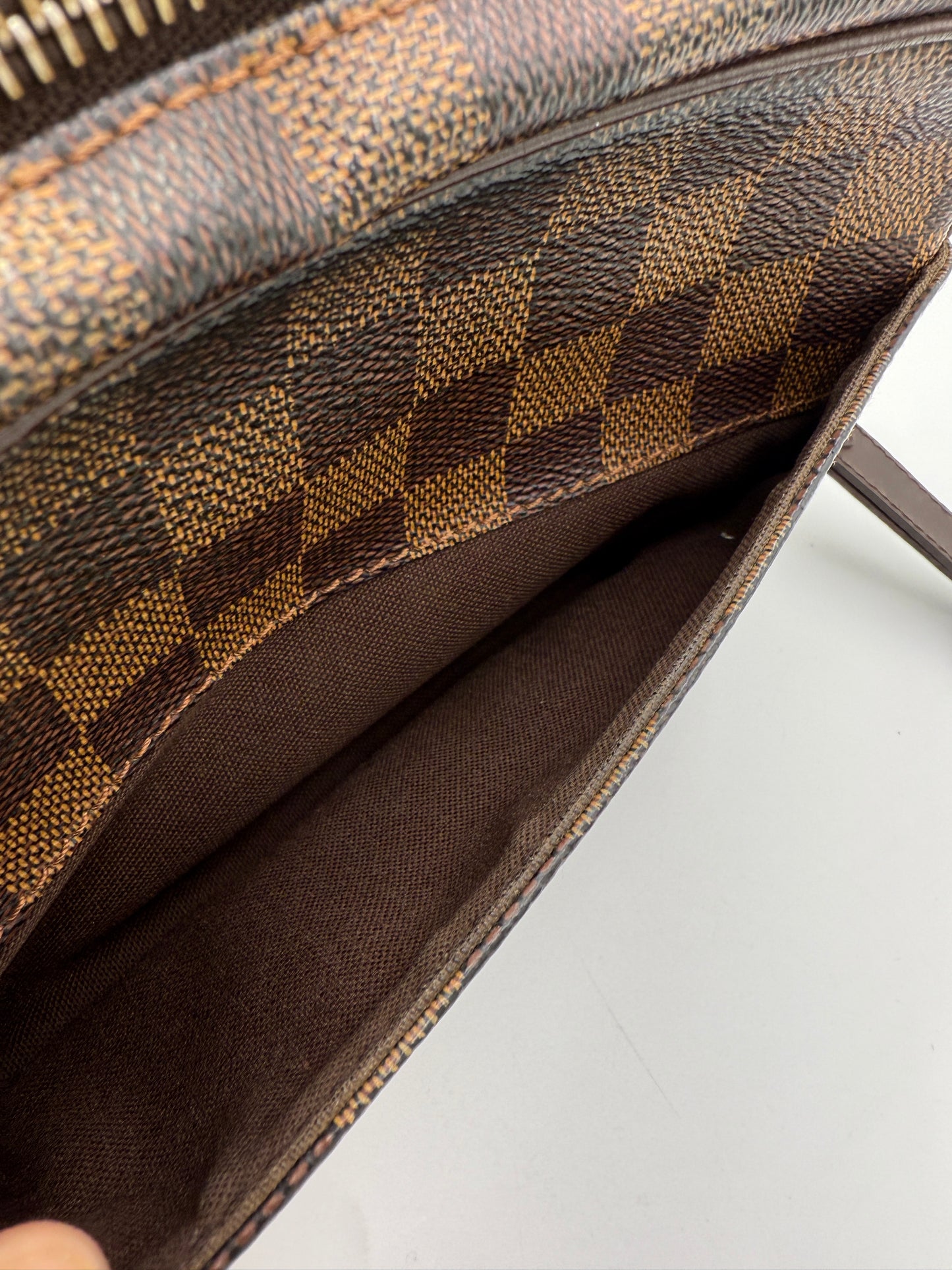 Louis Vuitton Damier Ebene Coated Canvas Pochette Wristlet TH1020