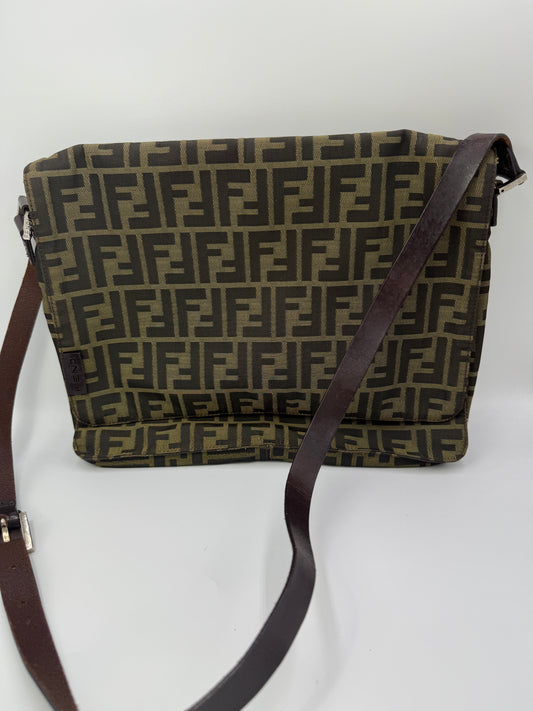Fendi Brown Zucca Crossbody Messenger Unisex Bag