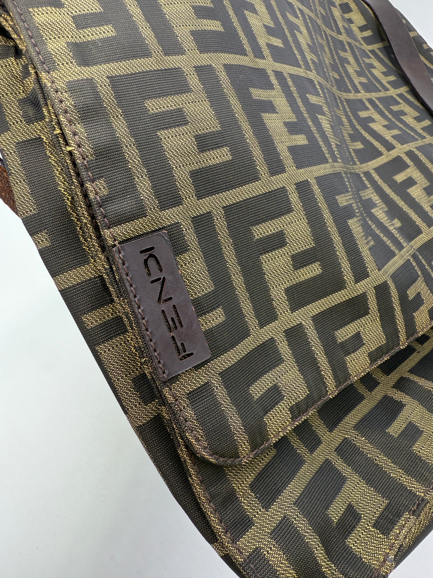 Fendi Brown Zucca Crossbody Messenger Unisex Bag