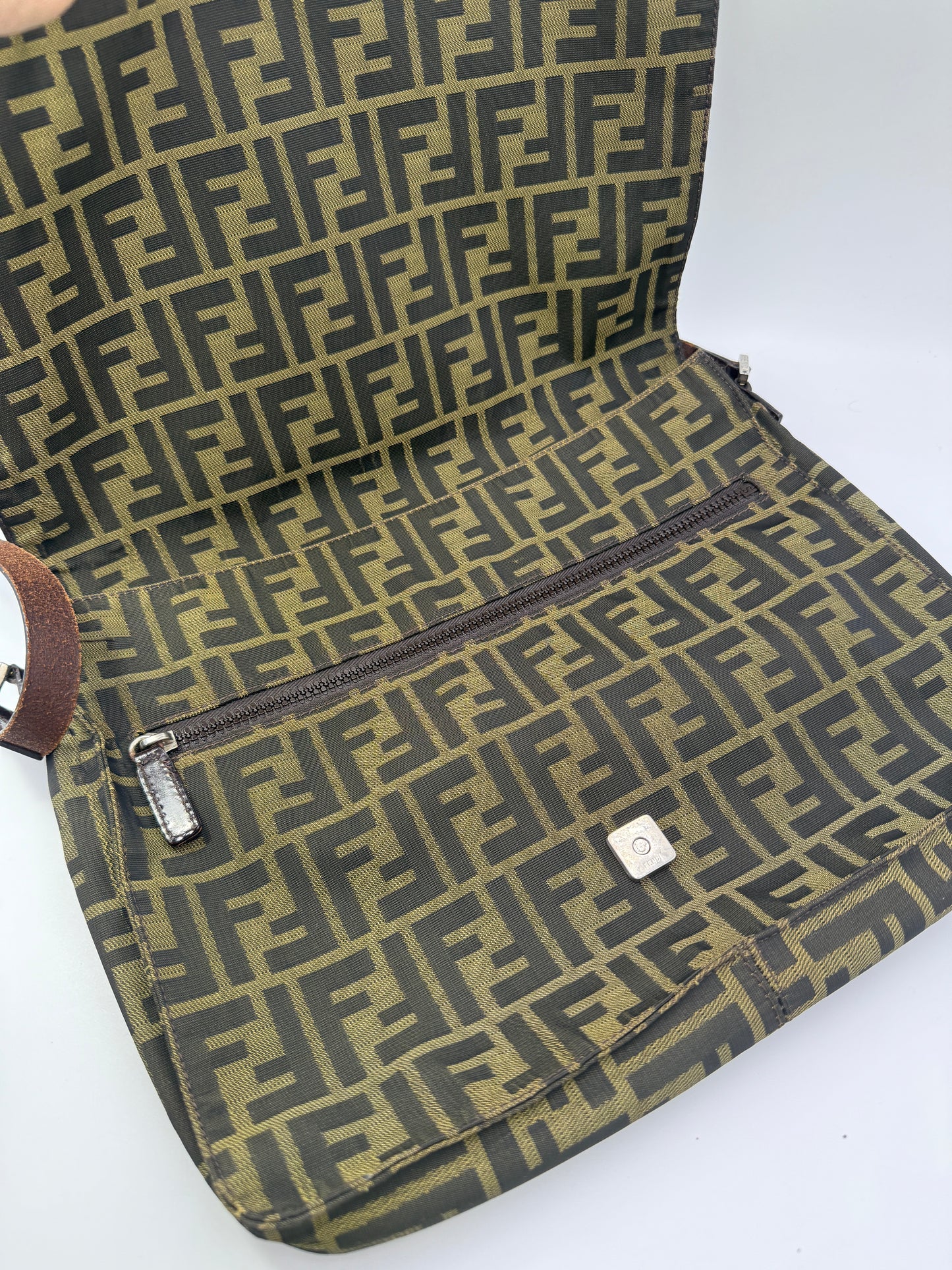 Fendi Brown Zucca Crossbody Messenger Unisex Bag