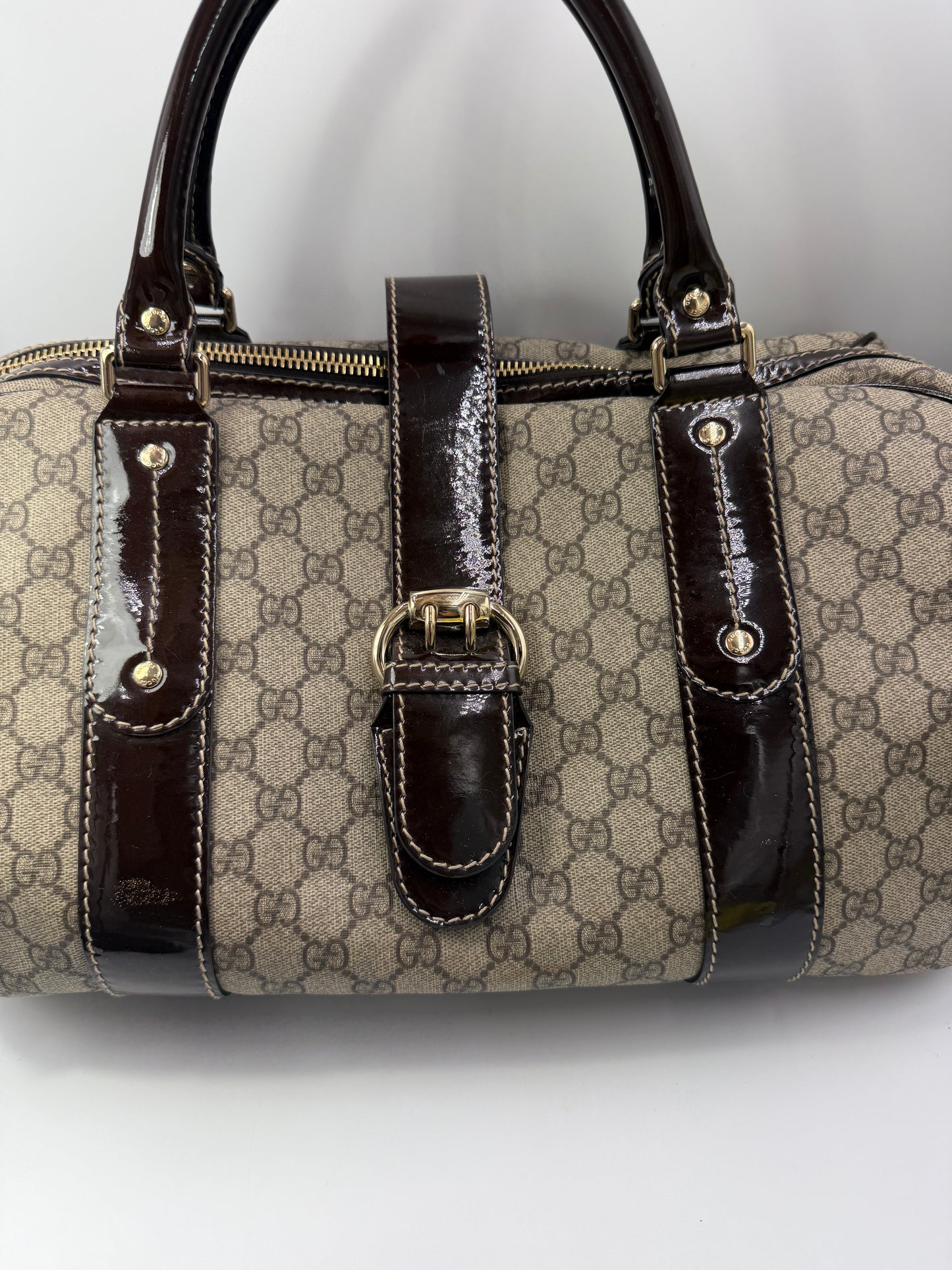 Gucci Supreme Coated Canvas Boston Travel Bag