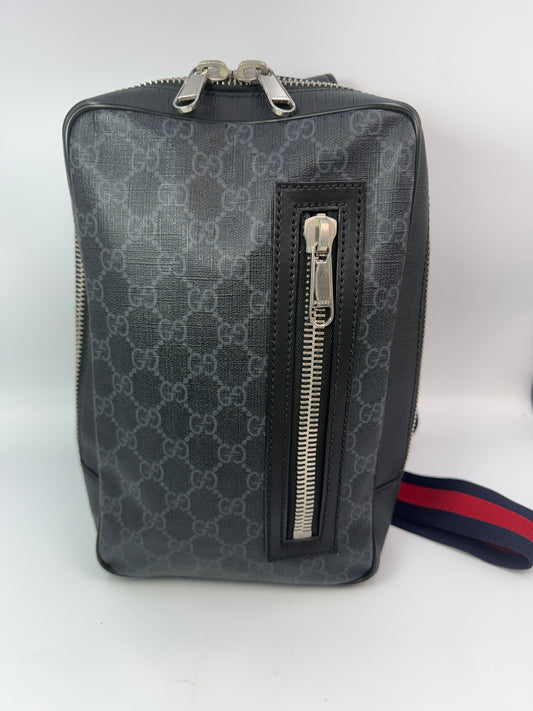 Gucci Black Guccissima Supreme Coated Canvas Sling Bag