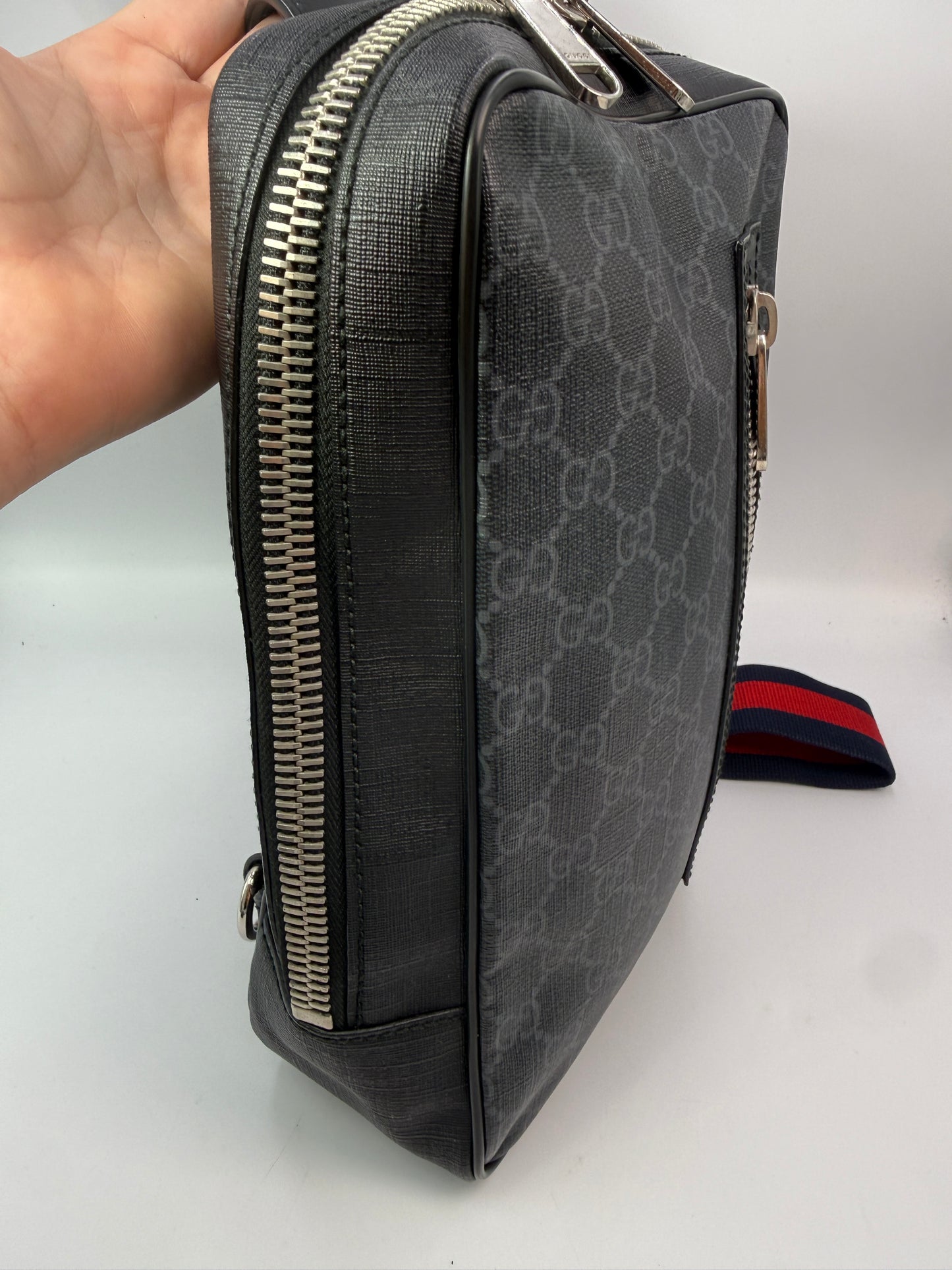 Gucci Black Guccissima Supreme Coated Canvas Sling Bag