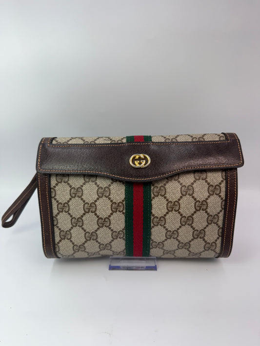 Gucci Guccissima Supreme Coated Canvas Web Wristlet Clutch