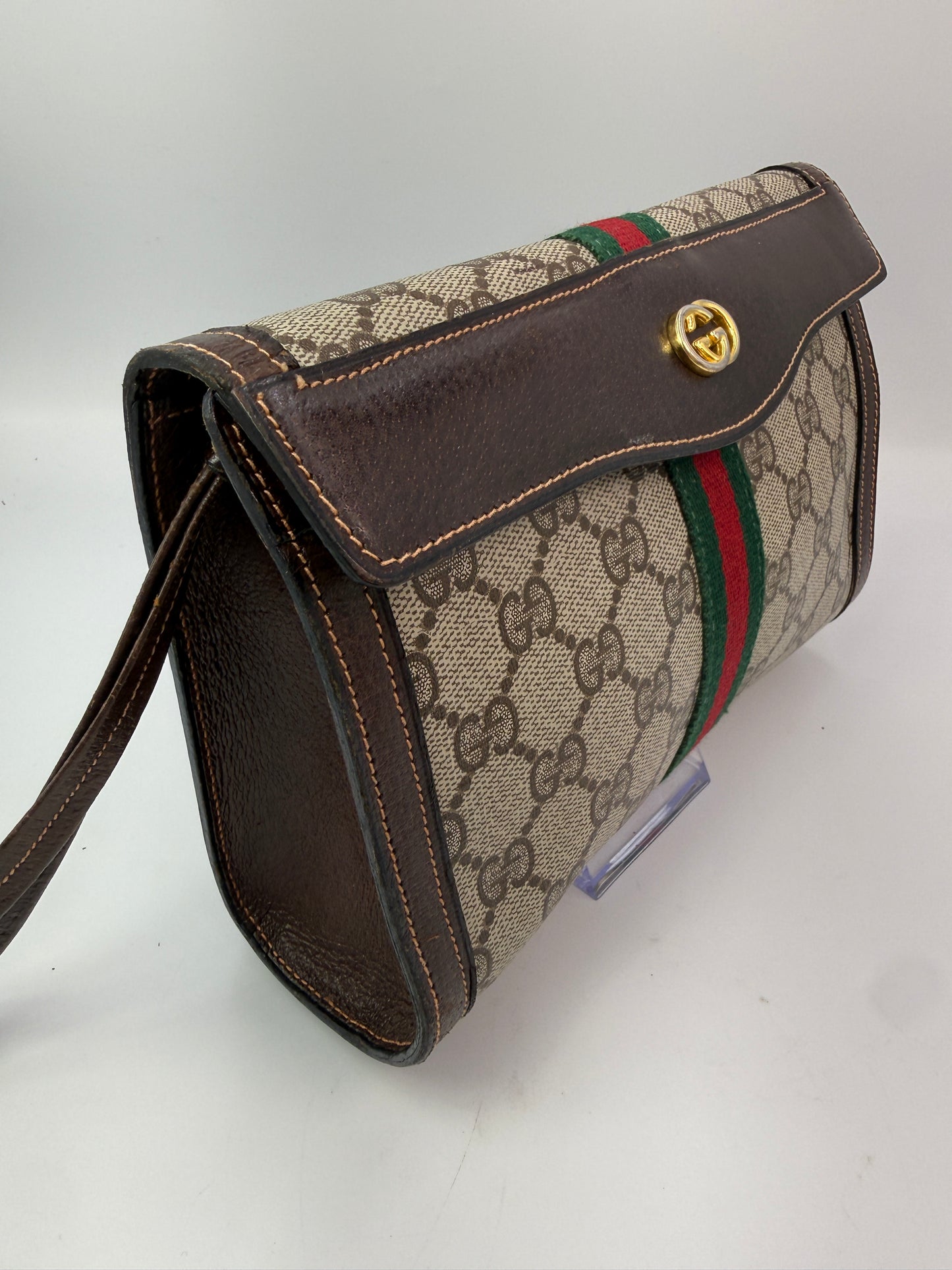 Gucci Guccissima Supreme Coated Canvas Web Wristlet Clutch