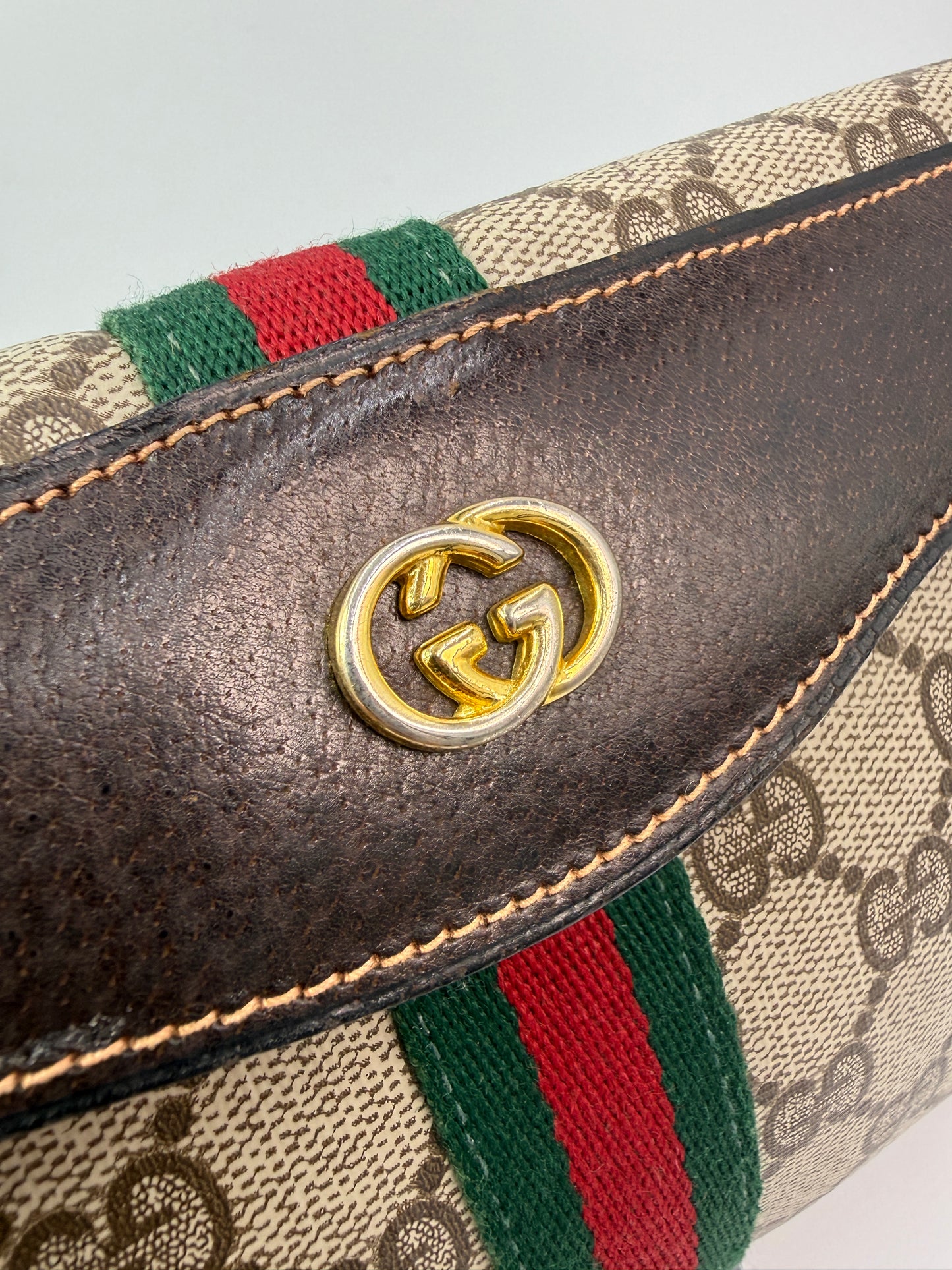 Gucci Guccissima Supreme Coated Canvas Web Wristlet Clutch