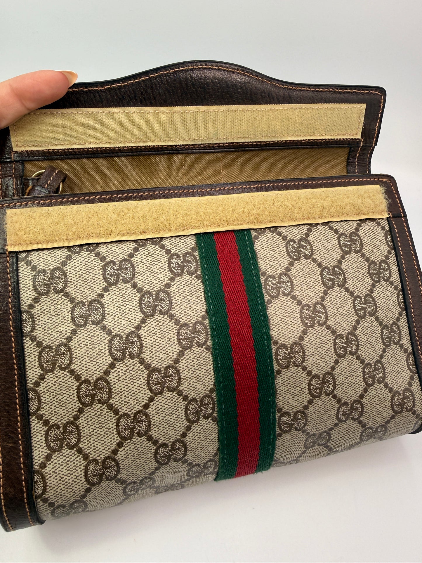 Gucci Guccissima Supreme Coated Canvas Web Wristlet Clutch
