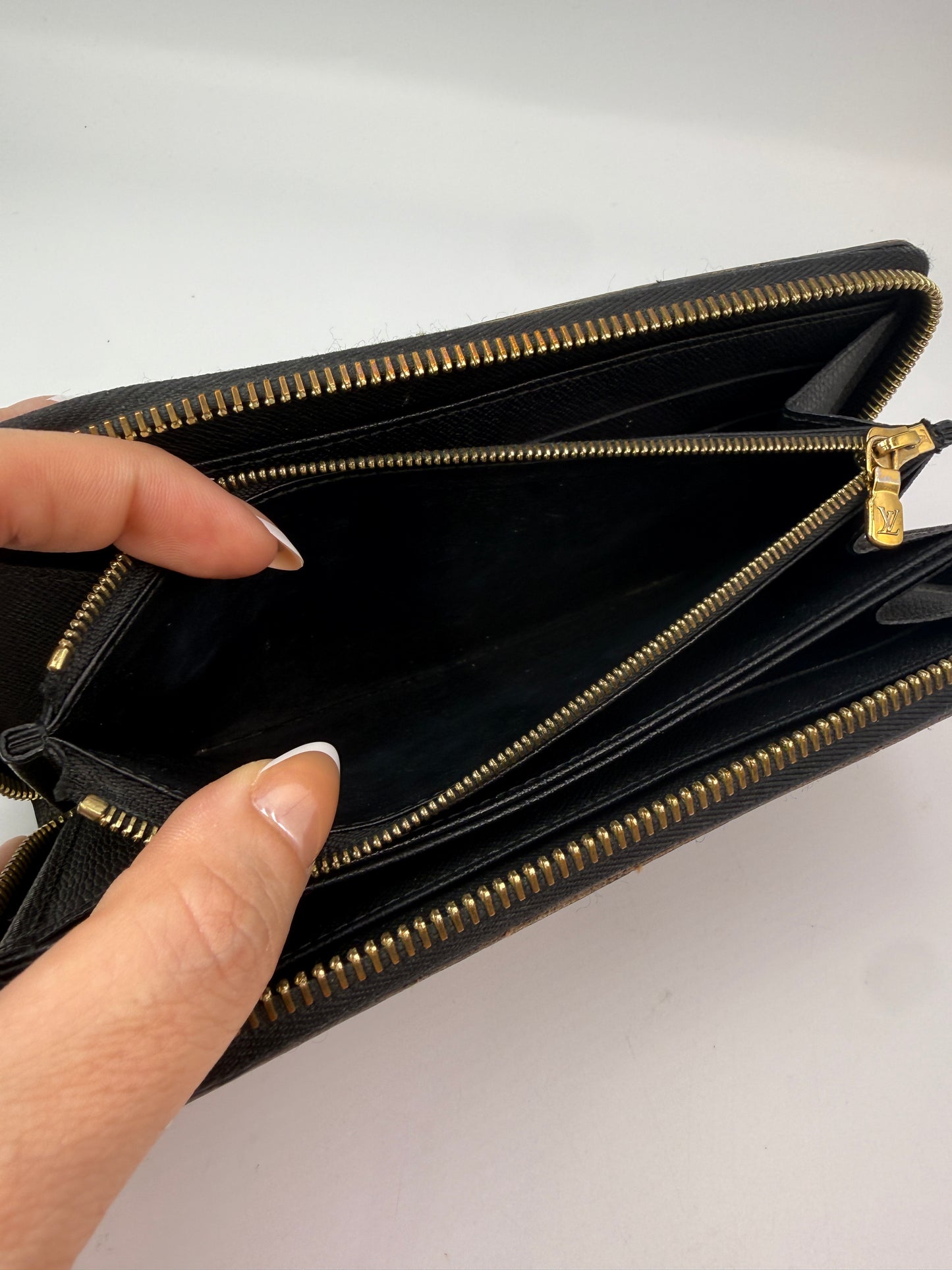 Louis Vuitton Damier Ebene Sequin Zippy Long Wallet Full Set CA1173