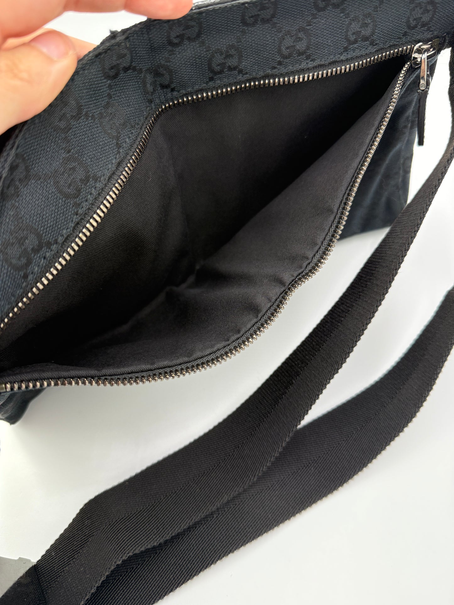 Gucci Black Guccissima Canvas Double Belt Bag