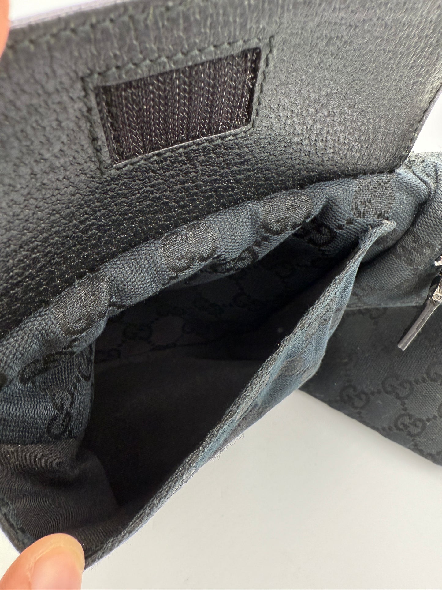 Gucci Black Guccissima Canvas Double Belt Bag