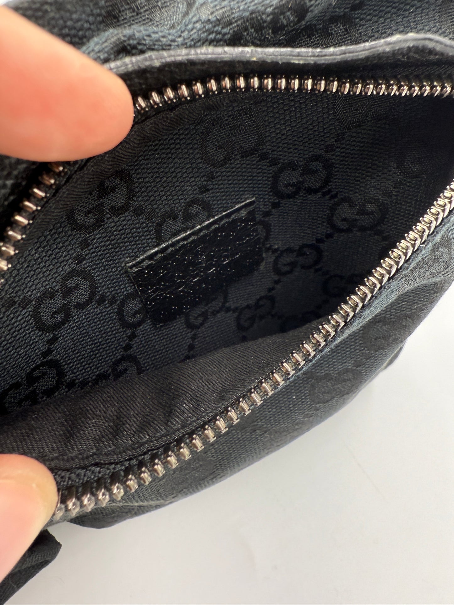 Gucci Black Guccissima Canvas Double Belt Bag