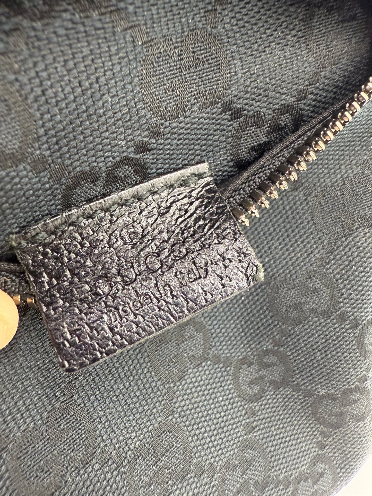 Gucci Black Guccissima Canvas Double Belt Bag
