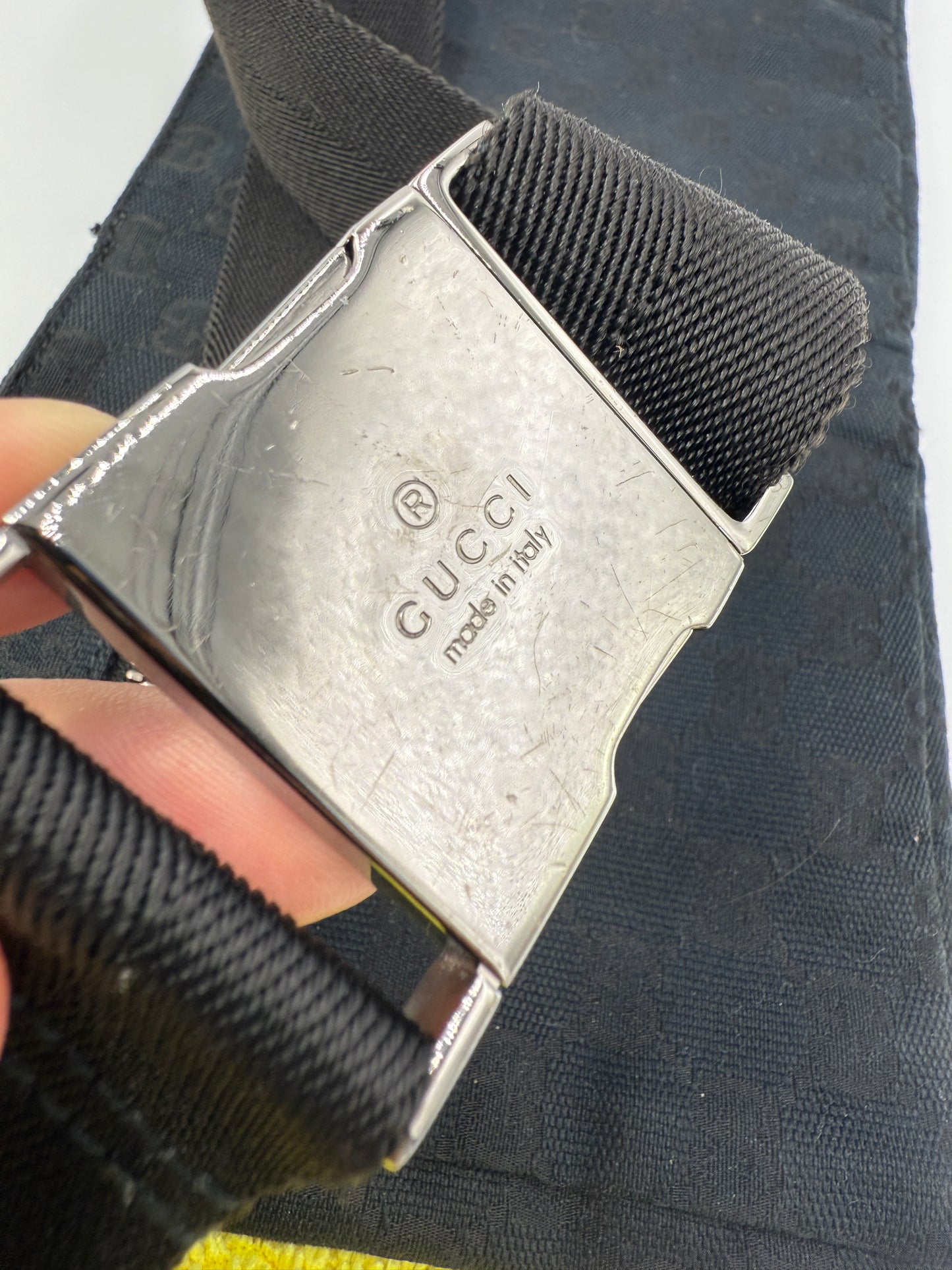 Gucci Black Guccissima Canvas Double Belt Bag