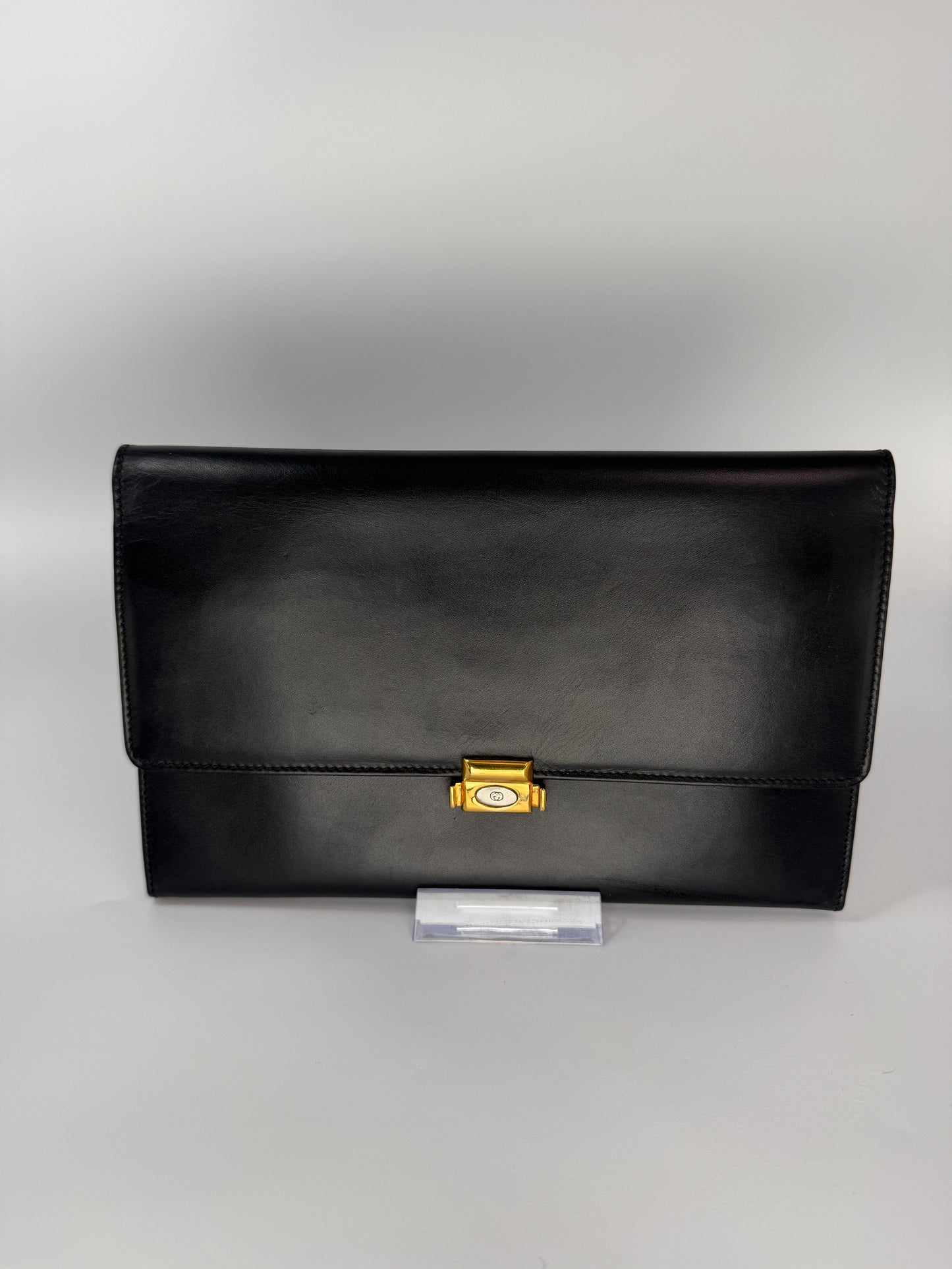 Gucci Black Smooth Leather Travel Wallet Clutch