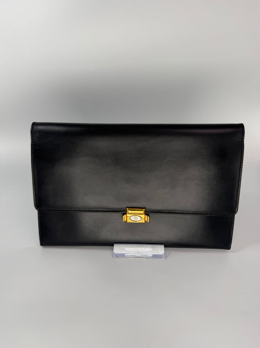 Gucci Black Smooth Leather Travel Wallet Clutch