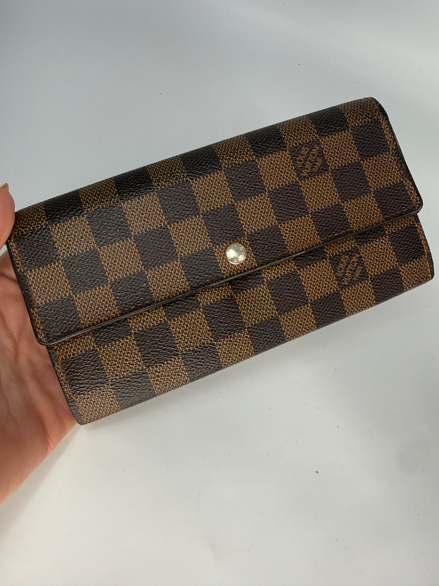 Louis Vuitton Damier Ebene Coated Canvas Sarah Wallet CA0096