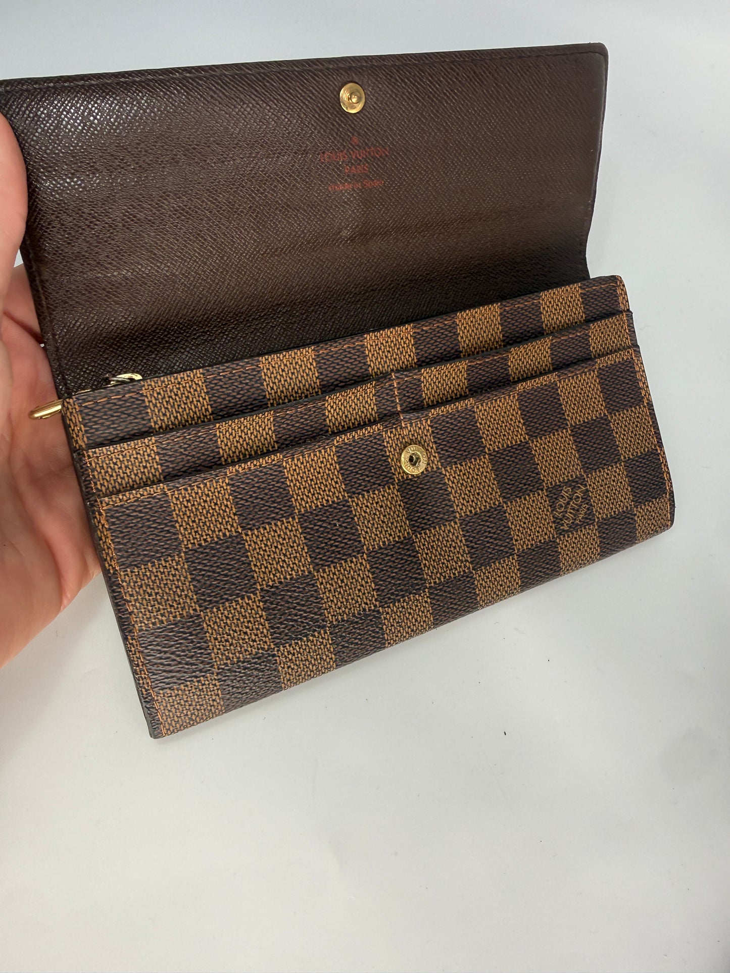 Louis Vuitton Damier Ebene Coated Canvas Sarah Wallet CA0096