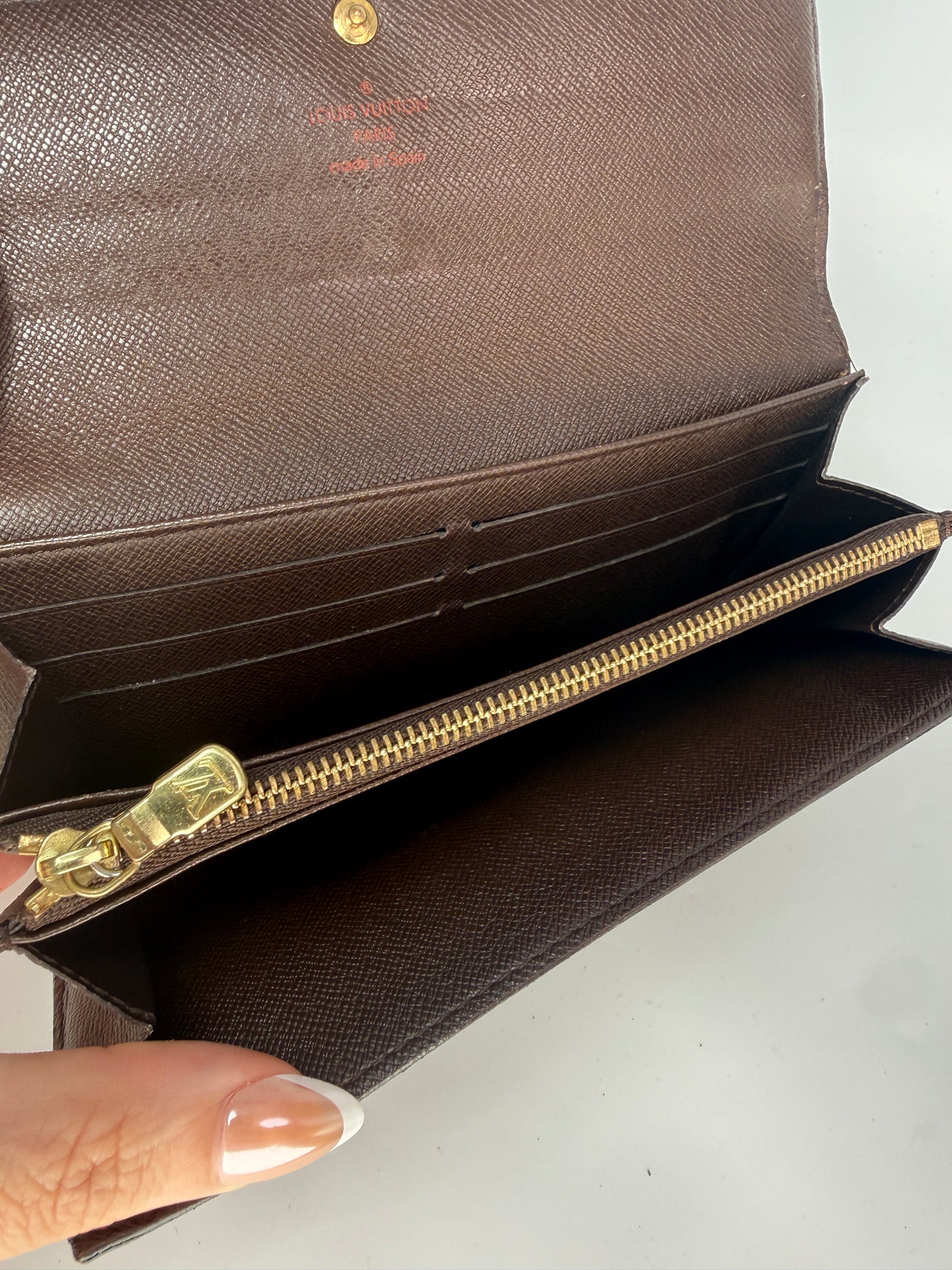 Louis Vuitton Damier Ebene Coated Canvas Sarah Wallet CA0096