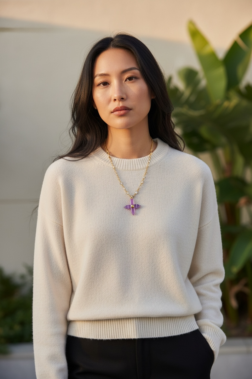 Louis Vuitton Repurposed Lavender Blossom Necklace
