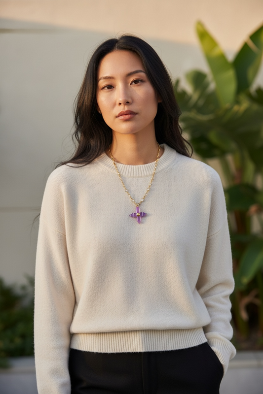 Louis Vuitton Repurposed Lavender Blossom Necklace