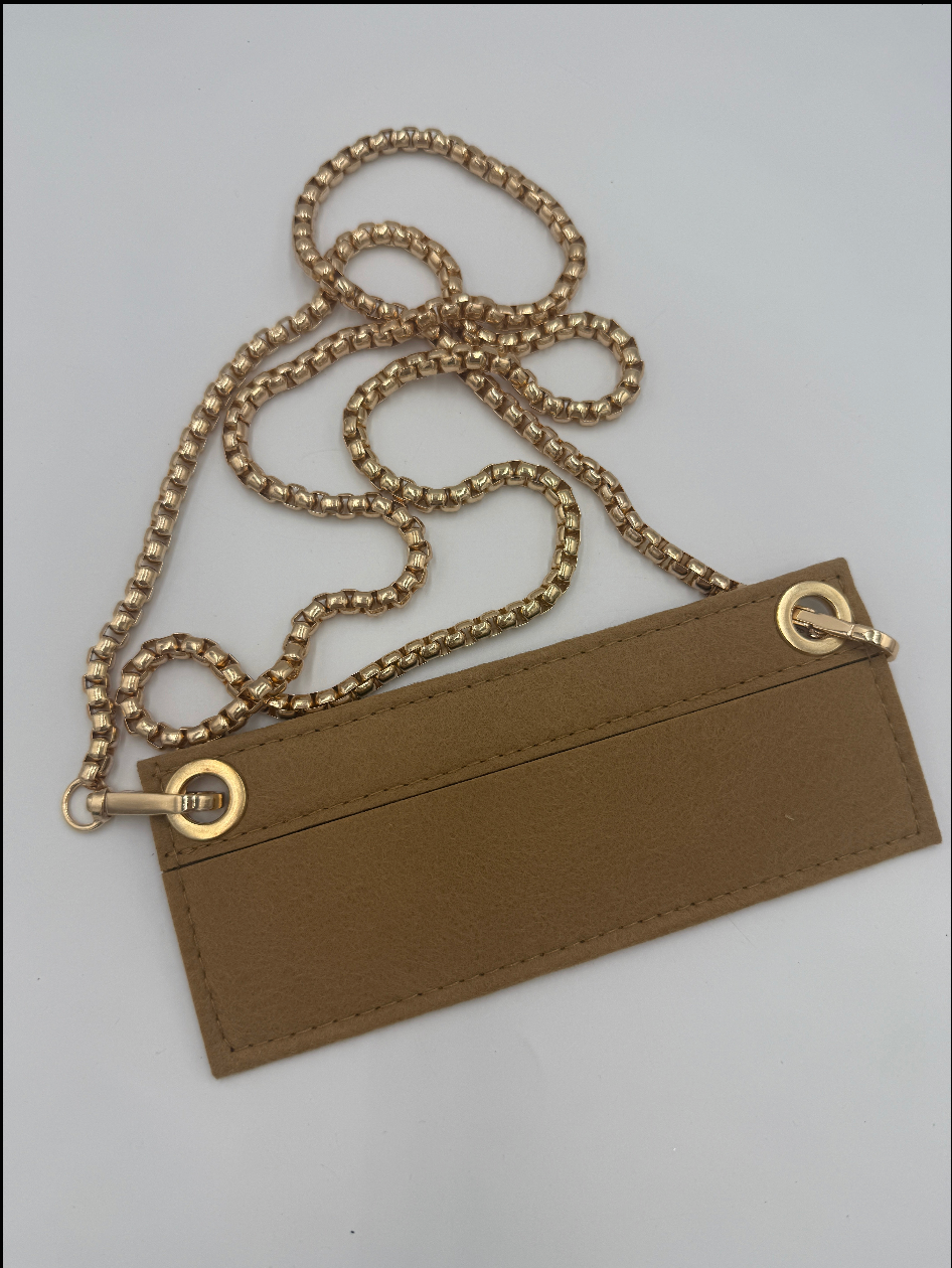 Unbranded Custom Made Gold Tone Bag Chain & Beige Insert