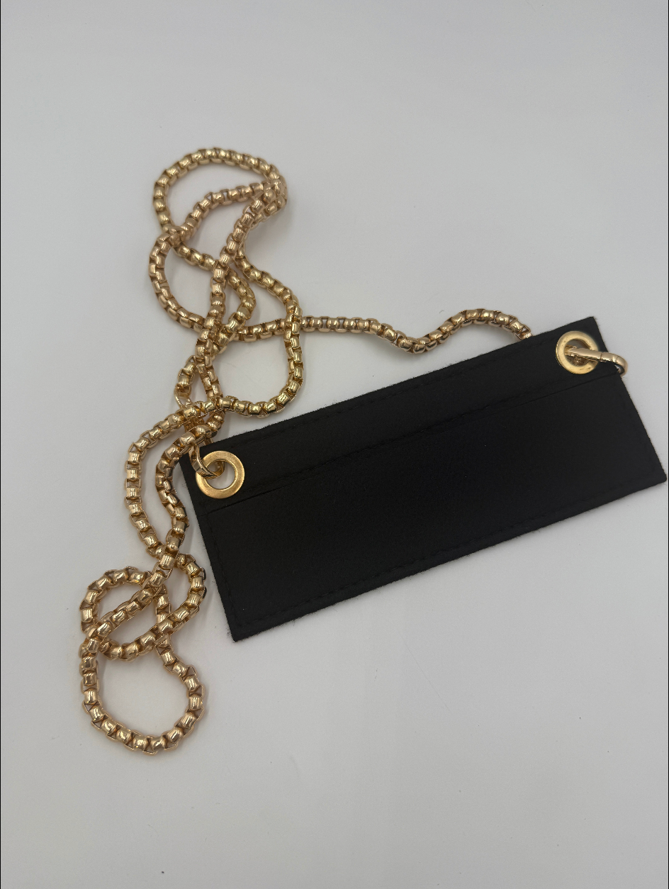 Unbranded Custom Made Gold Tone Bag Chain & Black Insert