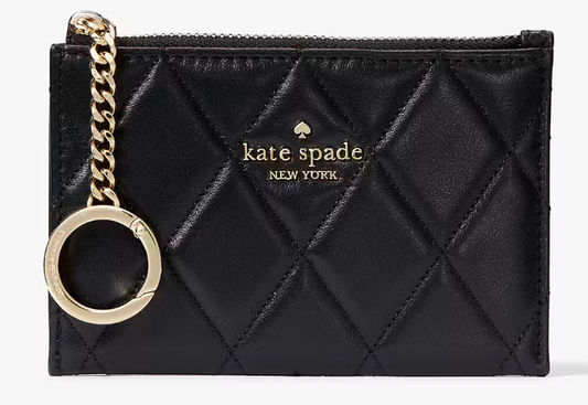 Kate Spade NWT Black Quilted Leather Key Cles