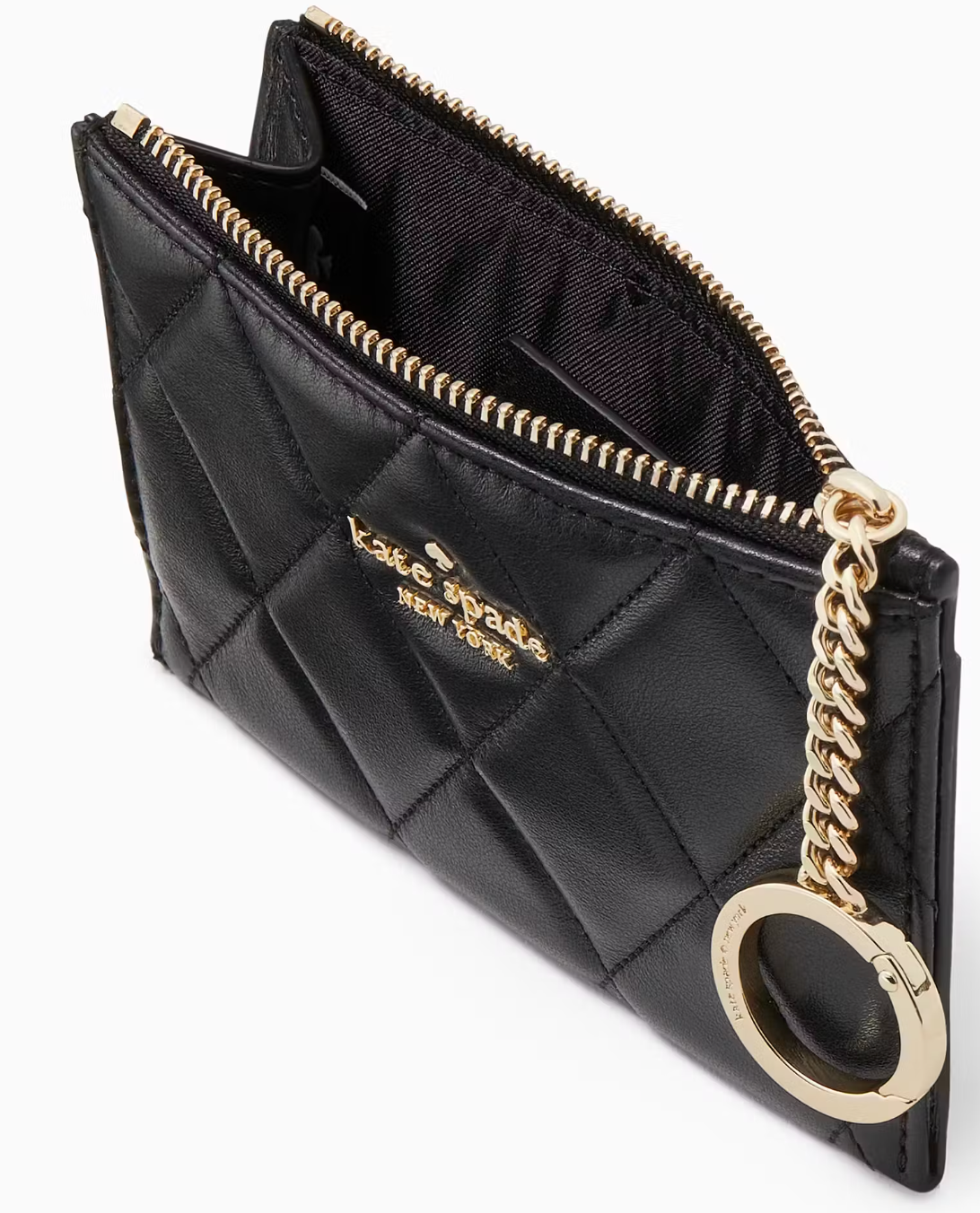 Kate Spade NWT Black Quilted Leather Key Cles