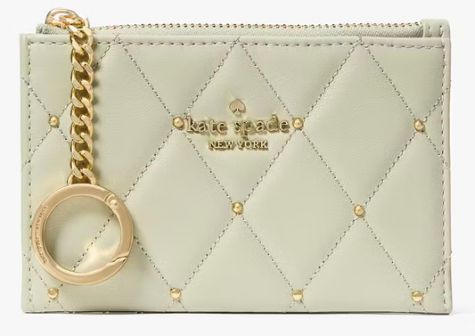 Kate Spade NWT Mint Green Quilted Studded Leather Key Cles
