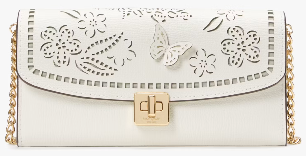Kate Spade NWT Winter White Leather Perforated WOC